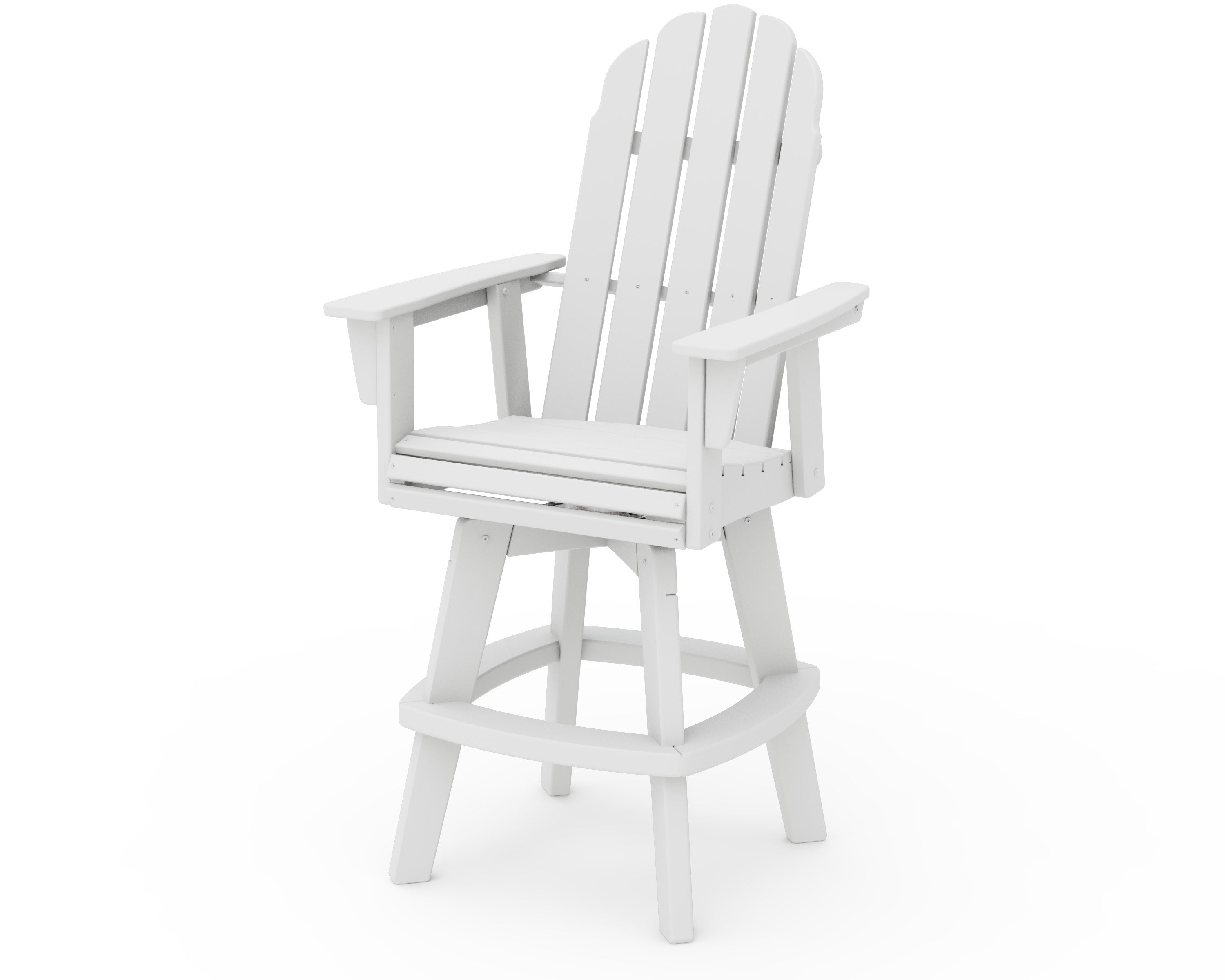 Vineyard Curveback Adirondack Swivel Bar Chair in White
