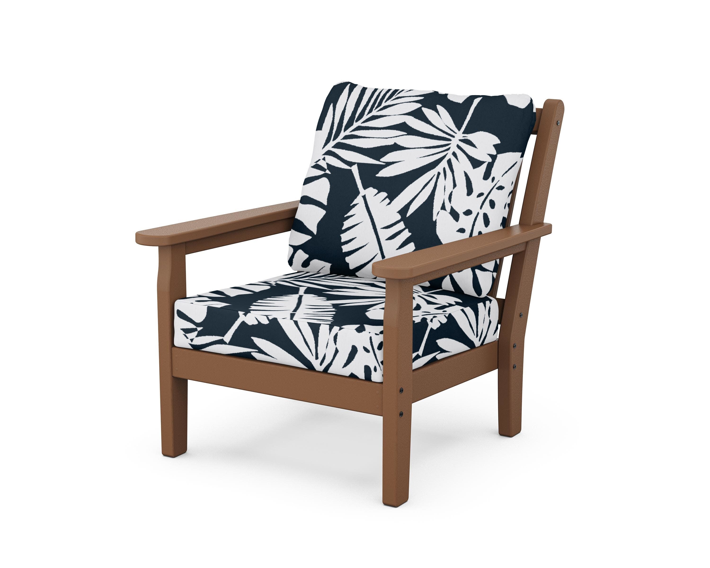 Chippendale Deep Seating Chair in Teak / Leaf Marine Indigo