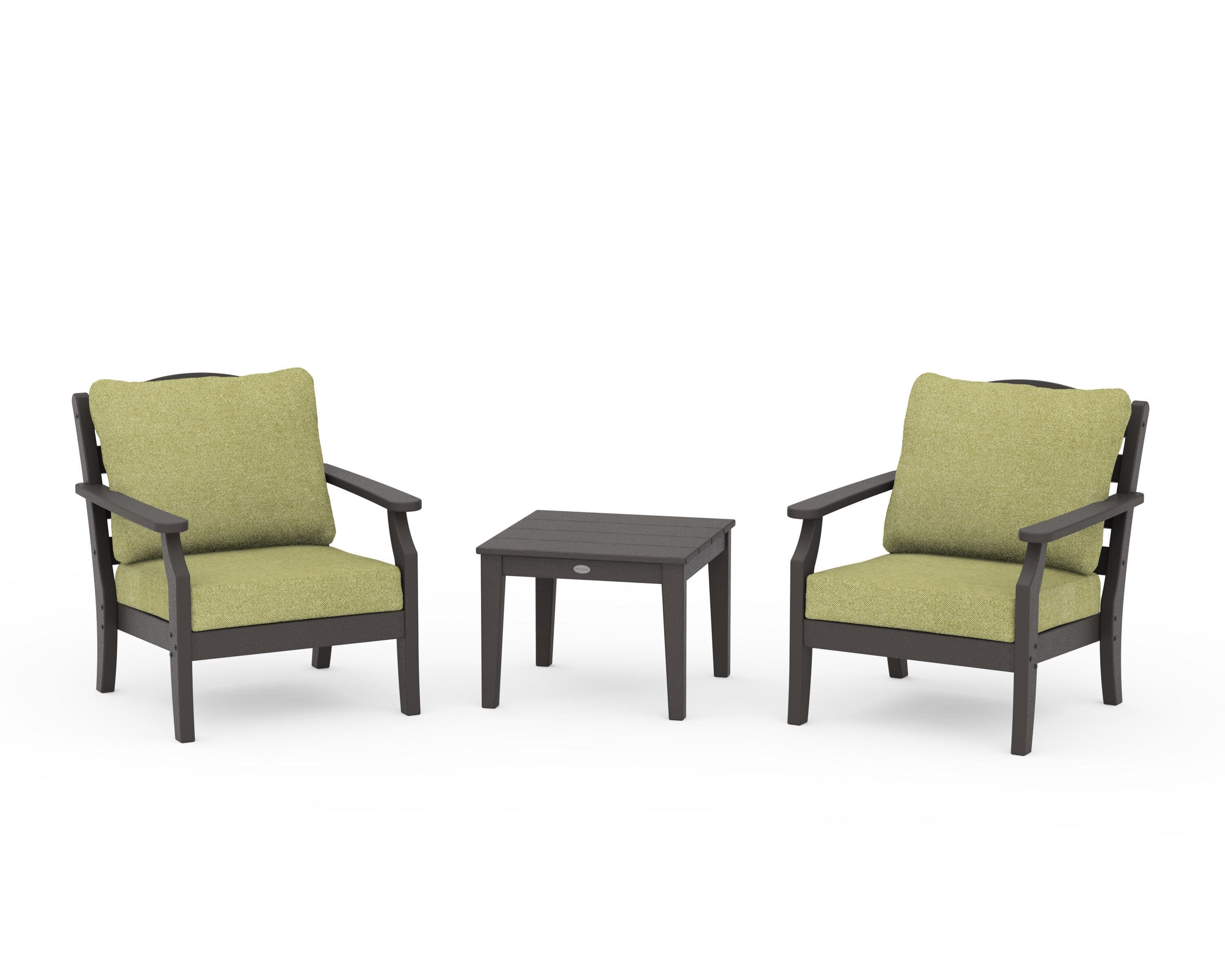 Savannah 3-Piece Deep Seating Set in Vintage Coffee / Chartreuse Boucle