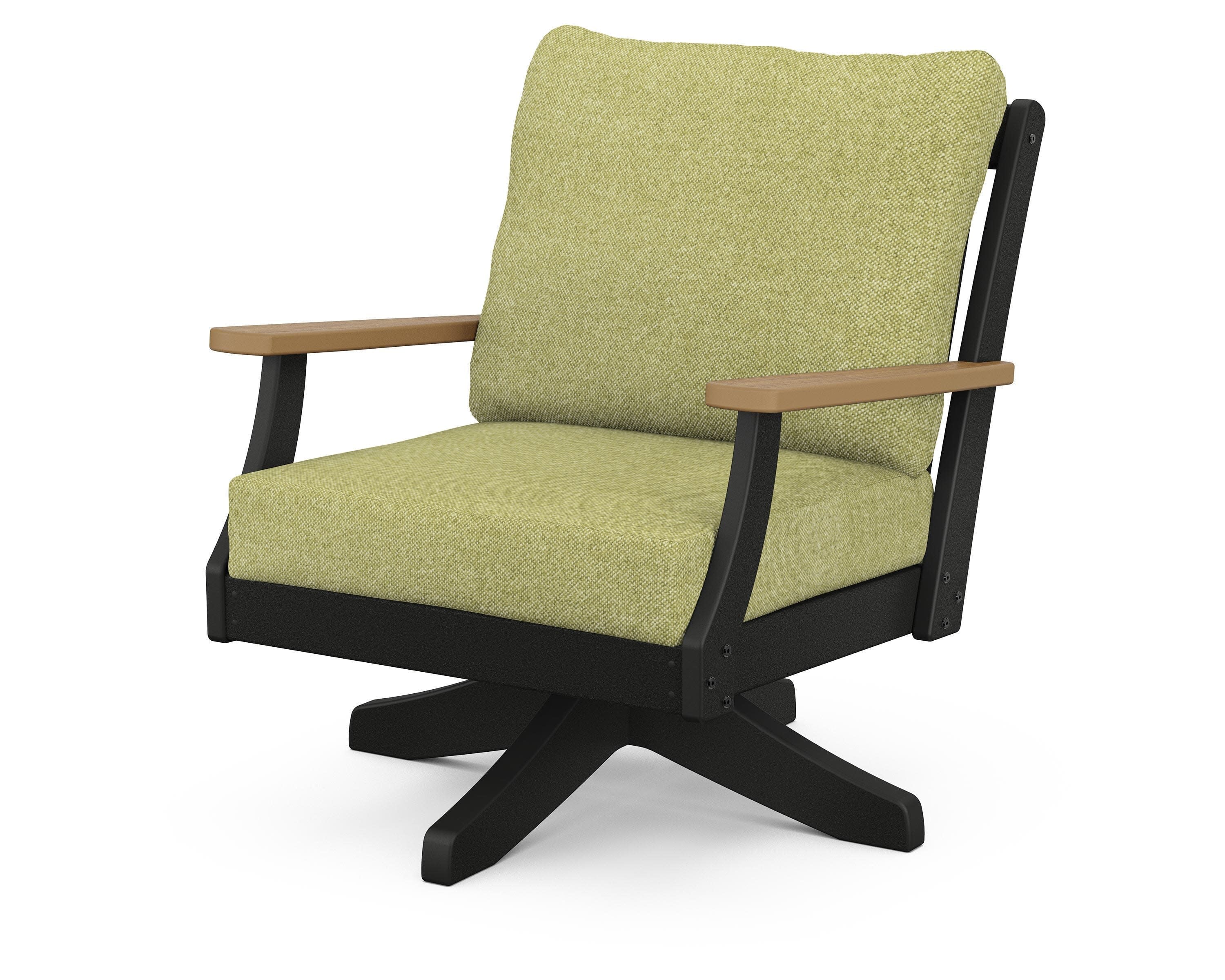 Braxton Deep Seating Swivel Chair in Black / Natural / Chartreuse Boucle