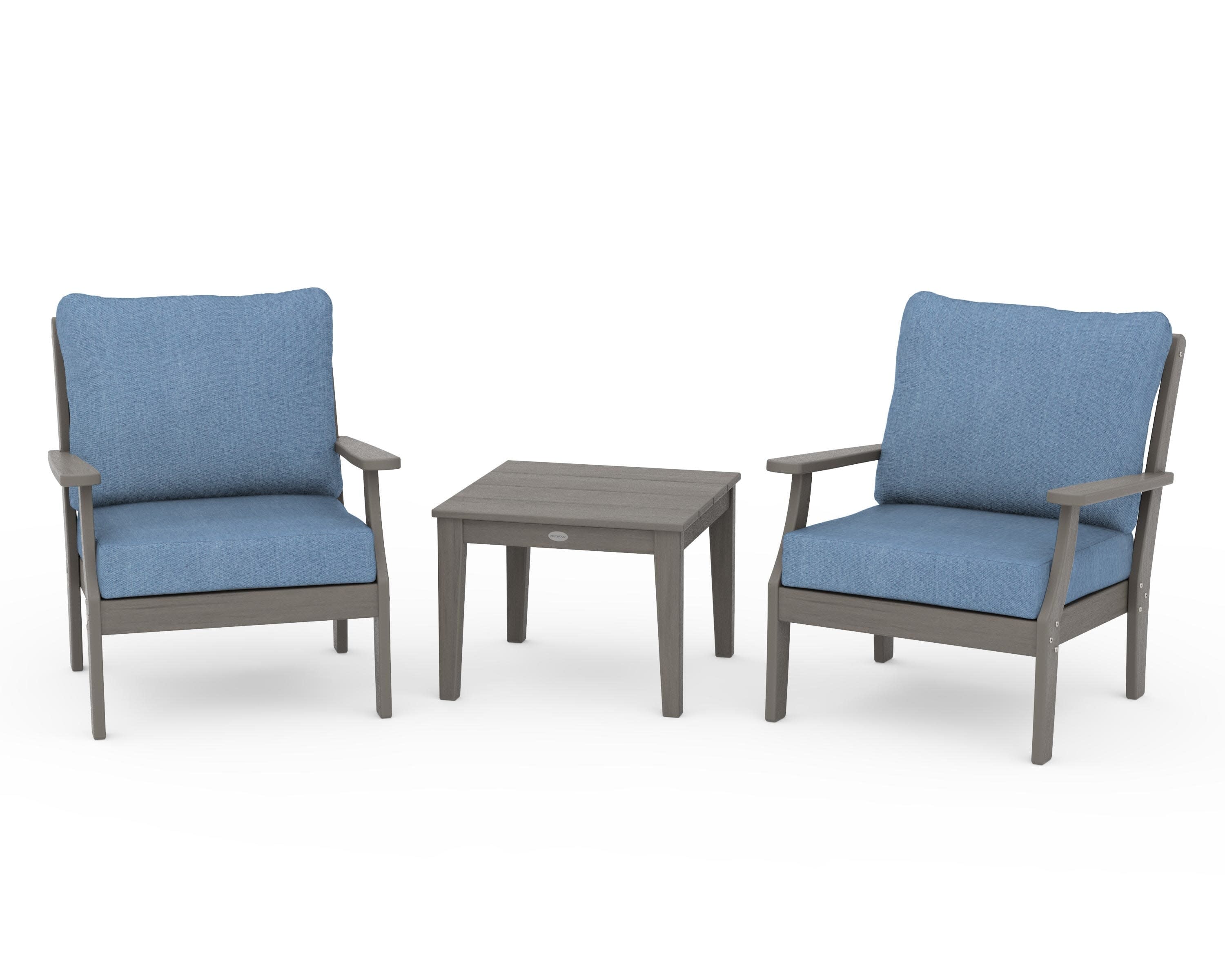 Braxton 3-Piece Deep Seating Set in Driftwood / Sky Blue