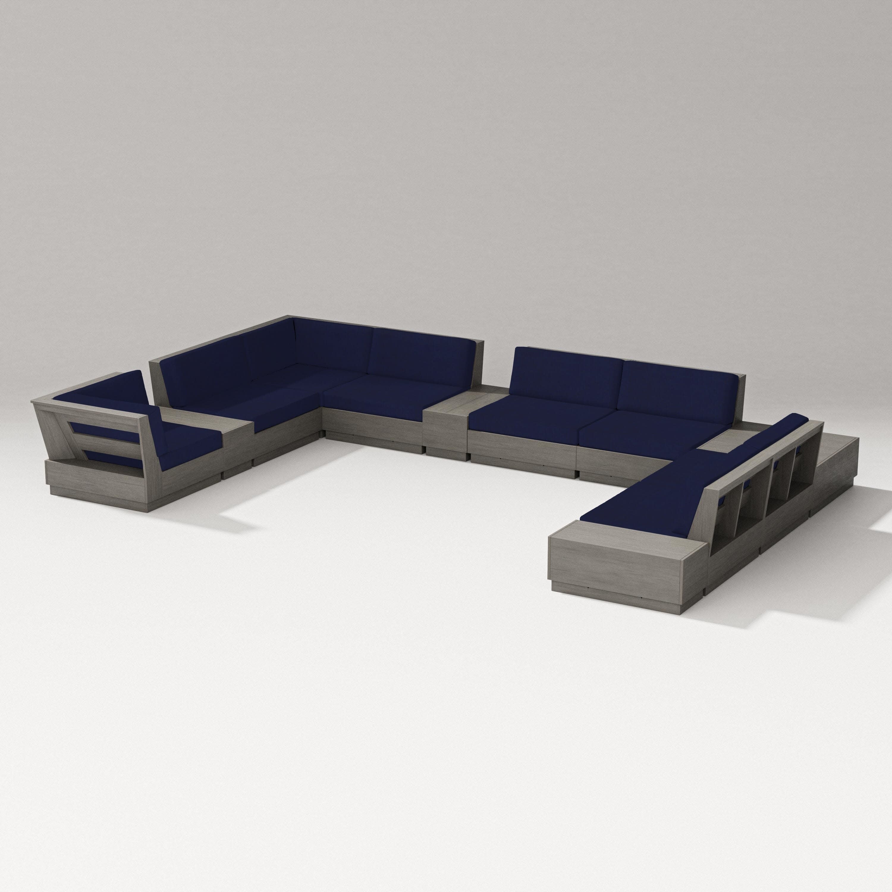 Elevate 12-Piece Conversation Sectional Set in Driftwood / Navy