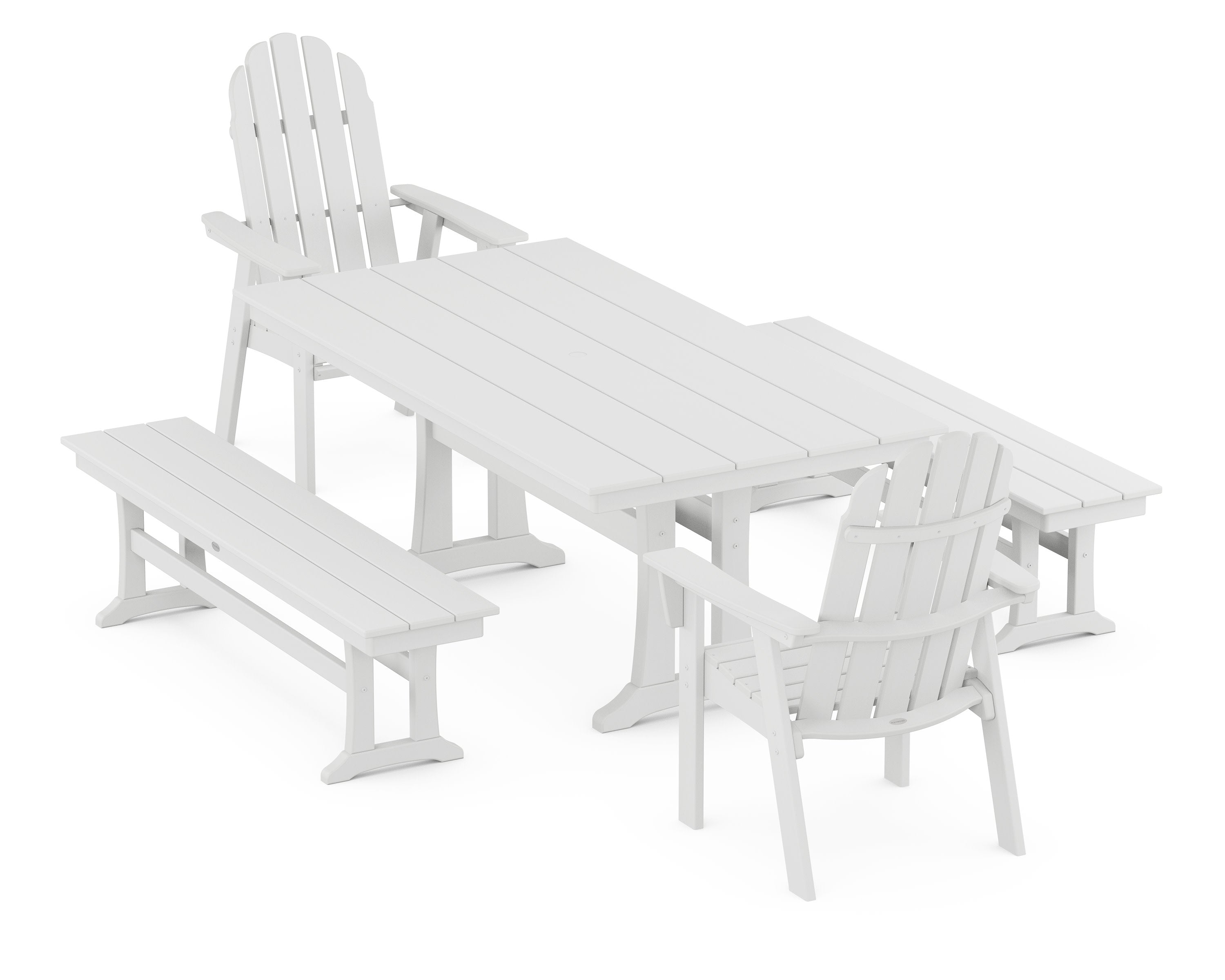 Vineyard Adirondack 5-Piece Farmhouse Dining Set With Trestle Legs in White