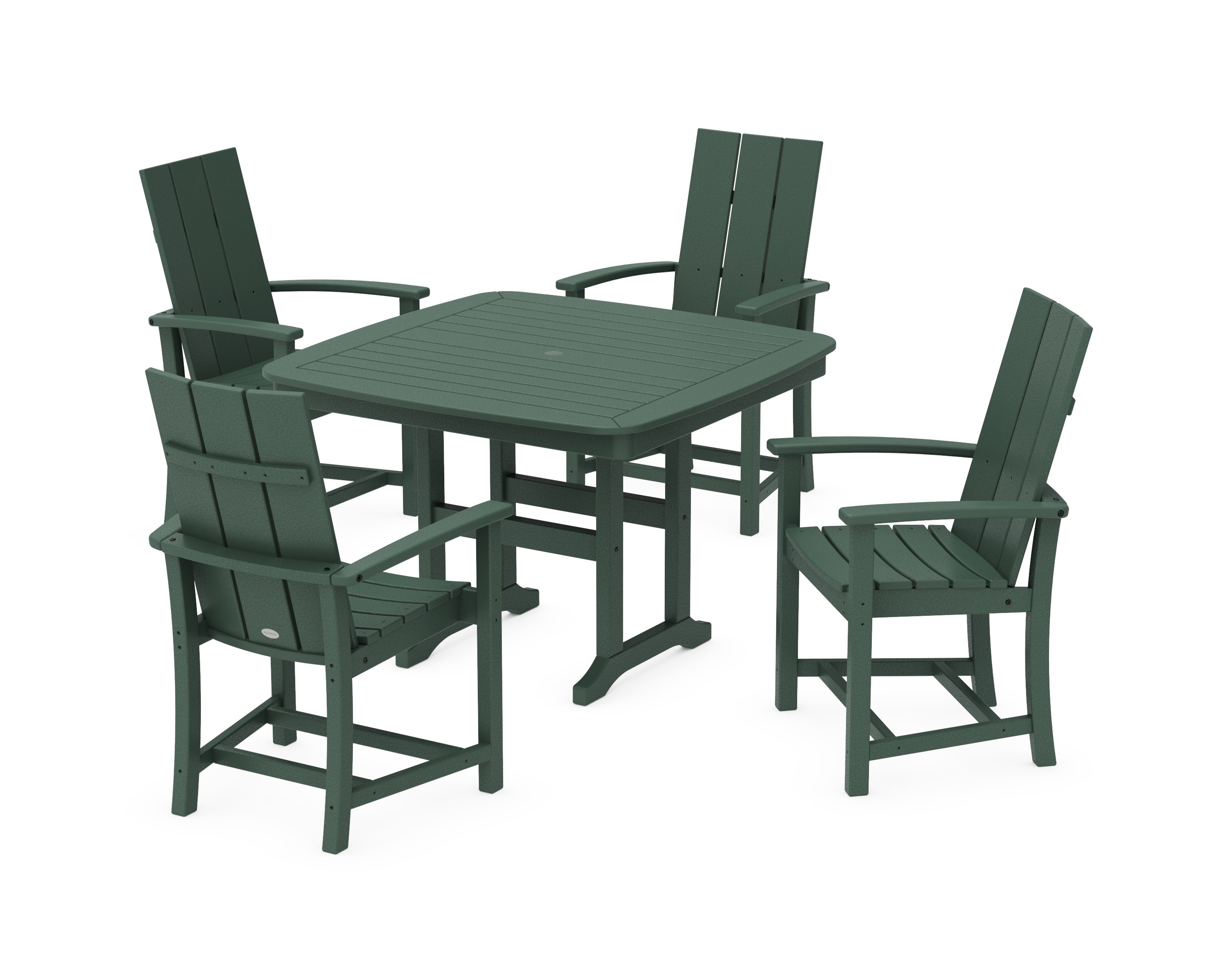 Modern Adirondack 5-Piece Dining Set with Trestle Legs in Green