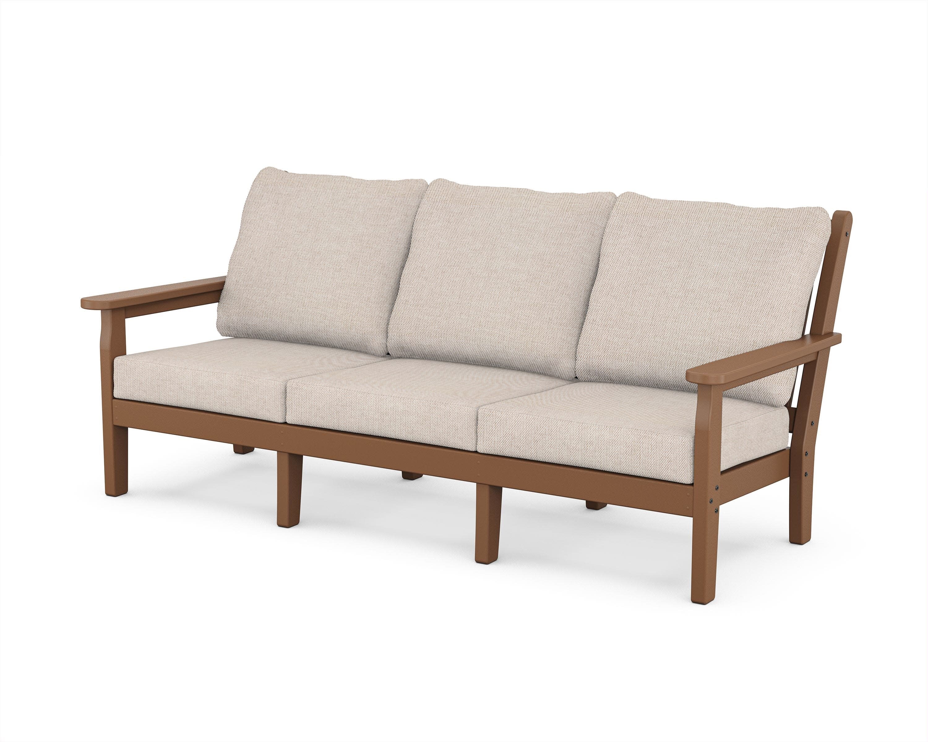 Chippendale Deep Seating Sofa in Teak / Blend Linen
