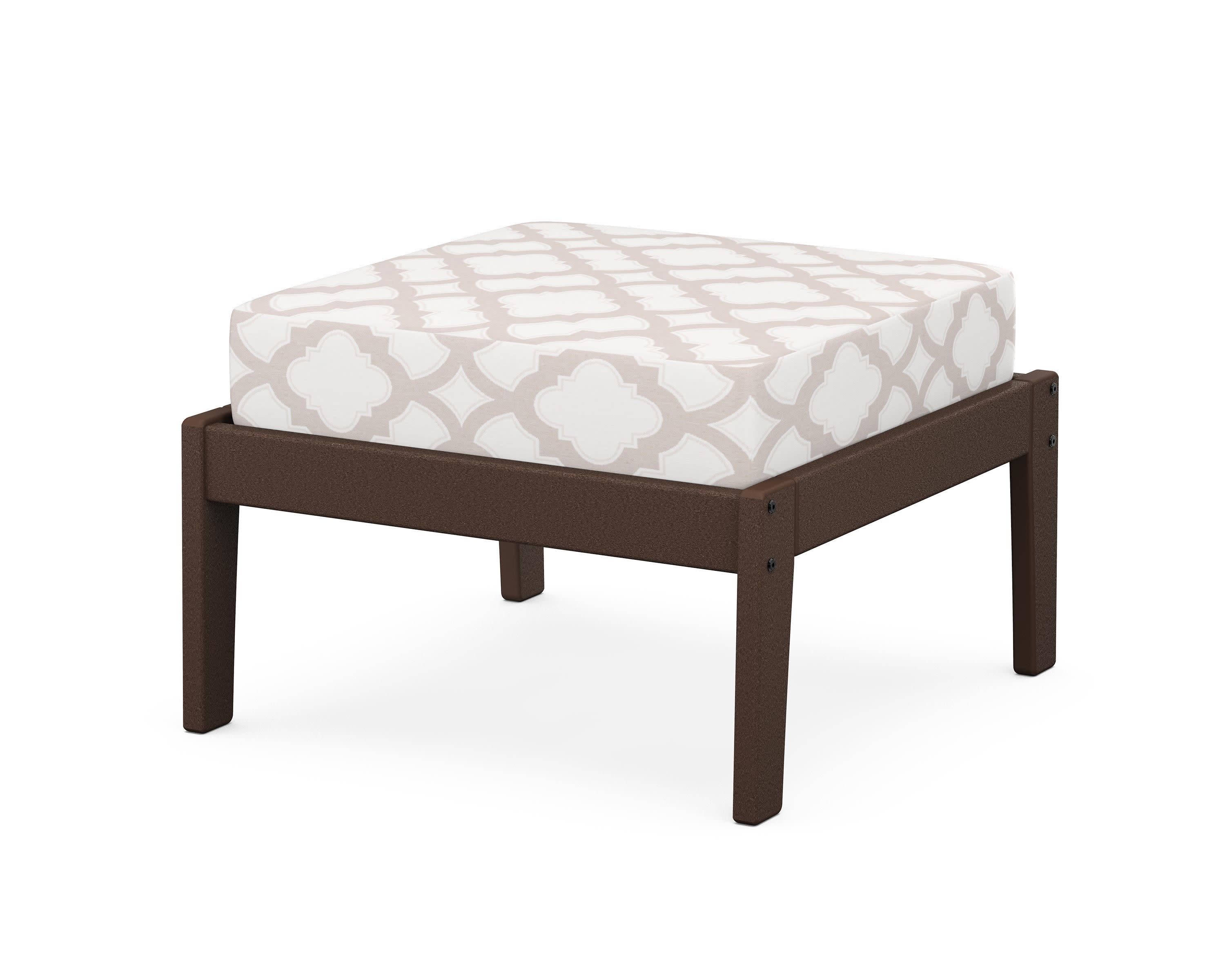 Deep Seating Ottoman in Mahogany / Trellis Dune Burlap