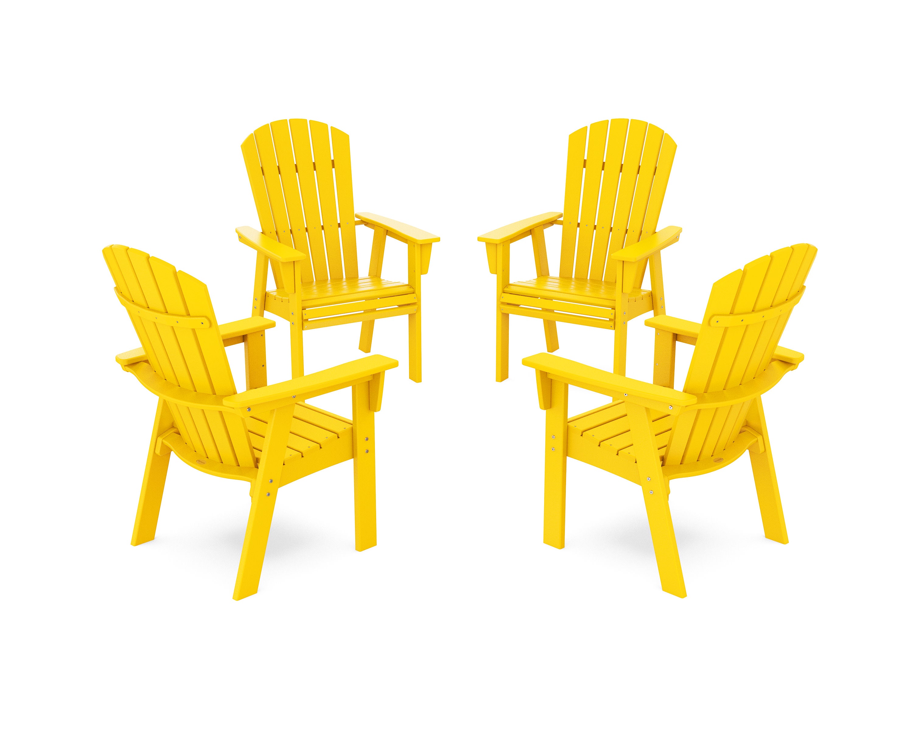 Nautical 4-Piece Curveback Upright Adirondack Conversation Set in Lemon