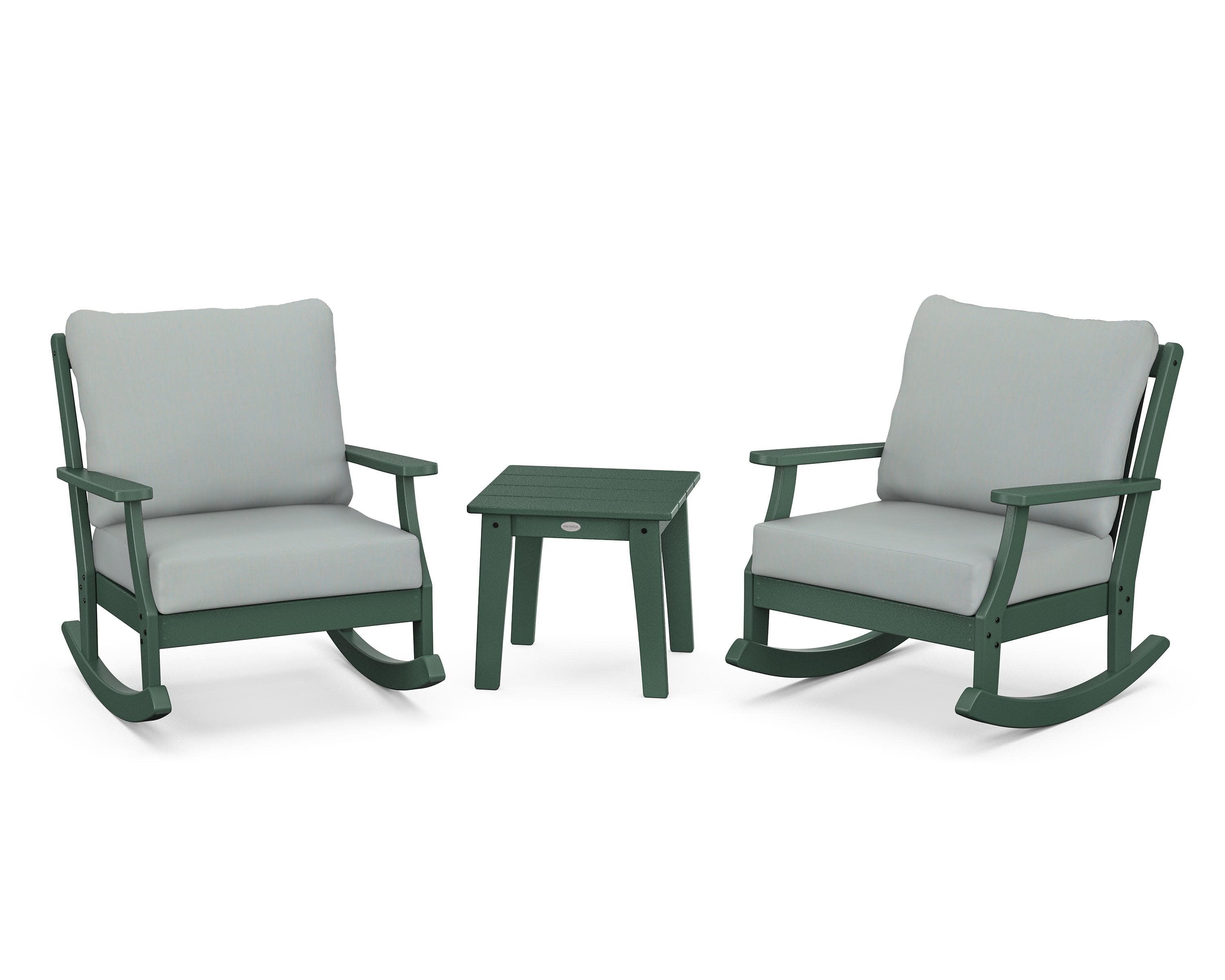 Braxton 3-Piece Deep Seating Rocker Set in Green / Spa