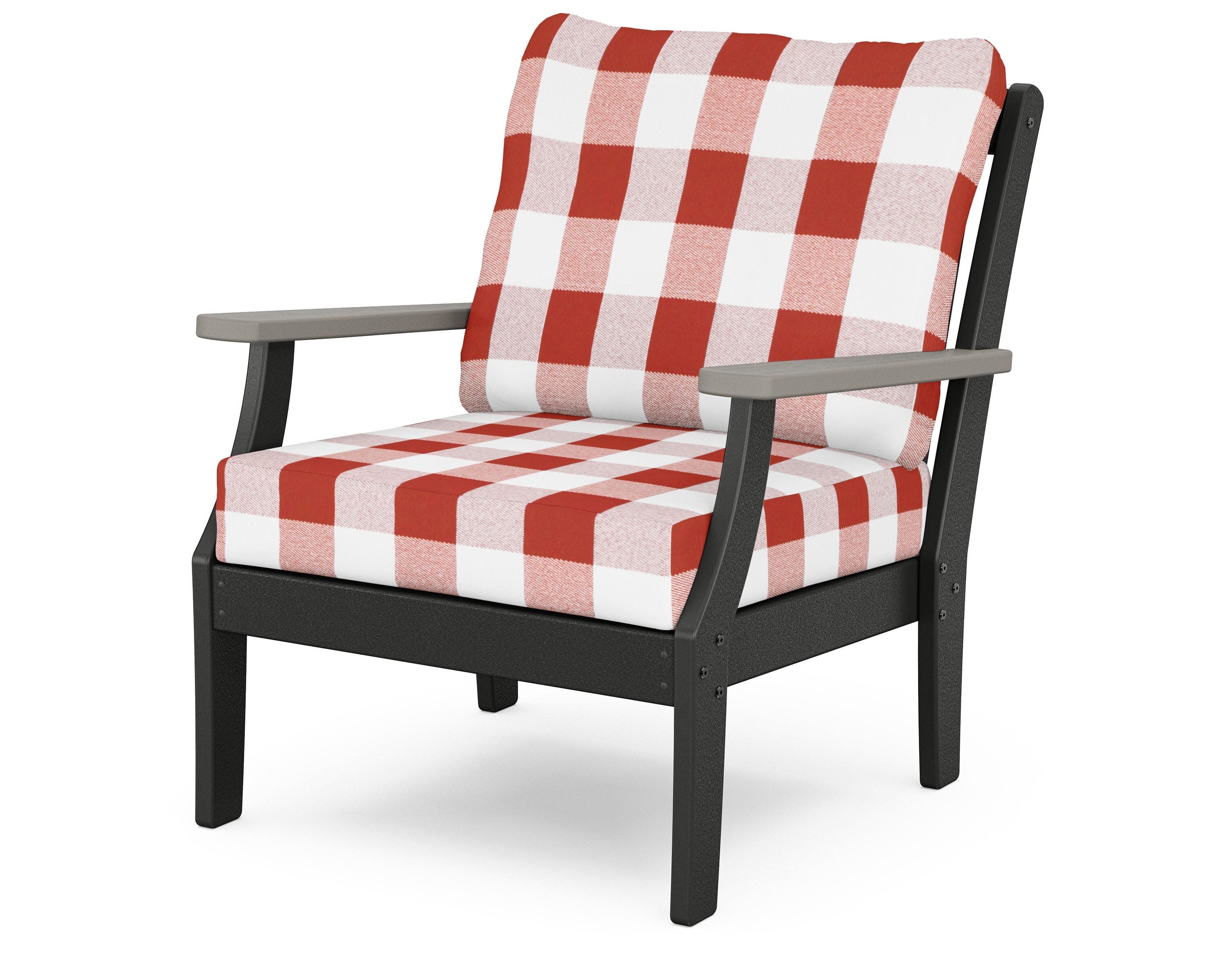 Braxton Deep Seating Chair in Black / Driftwood / Buffalo Plaid Crimson