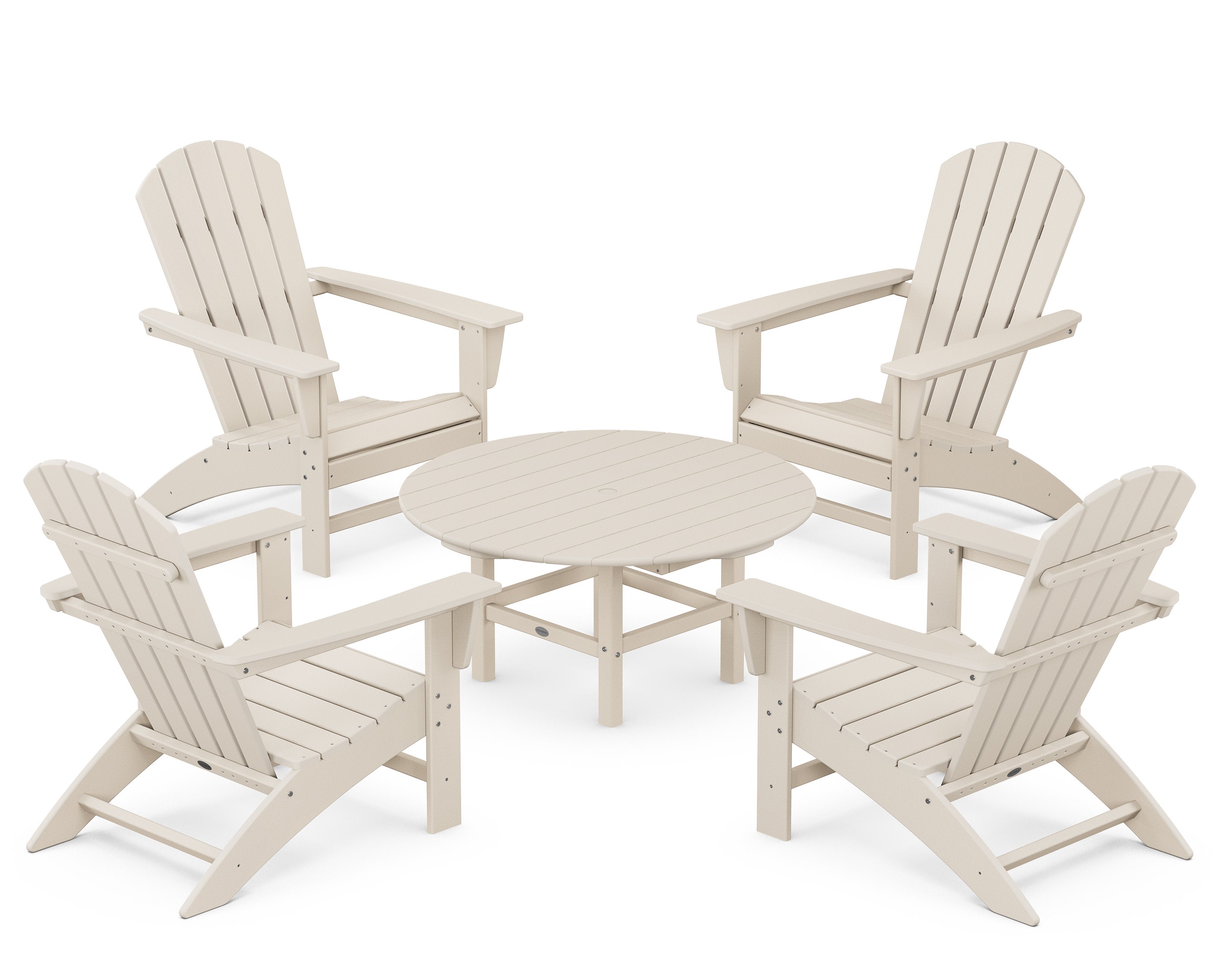 Nautical 5-Piece Adirondack Chair Conversation Set in Sand