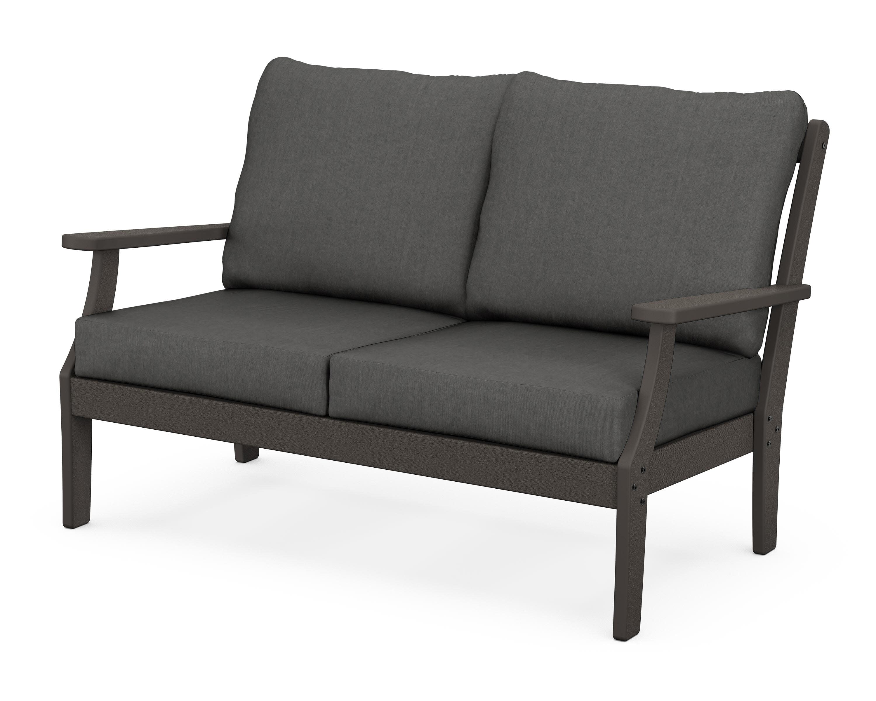 Braxton Deep Seating Loveseat in Vintage Coffee / Spectrum Carbon