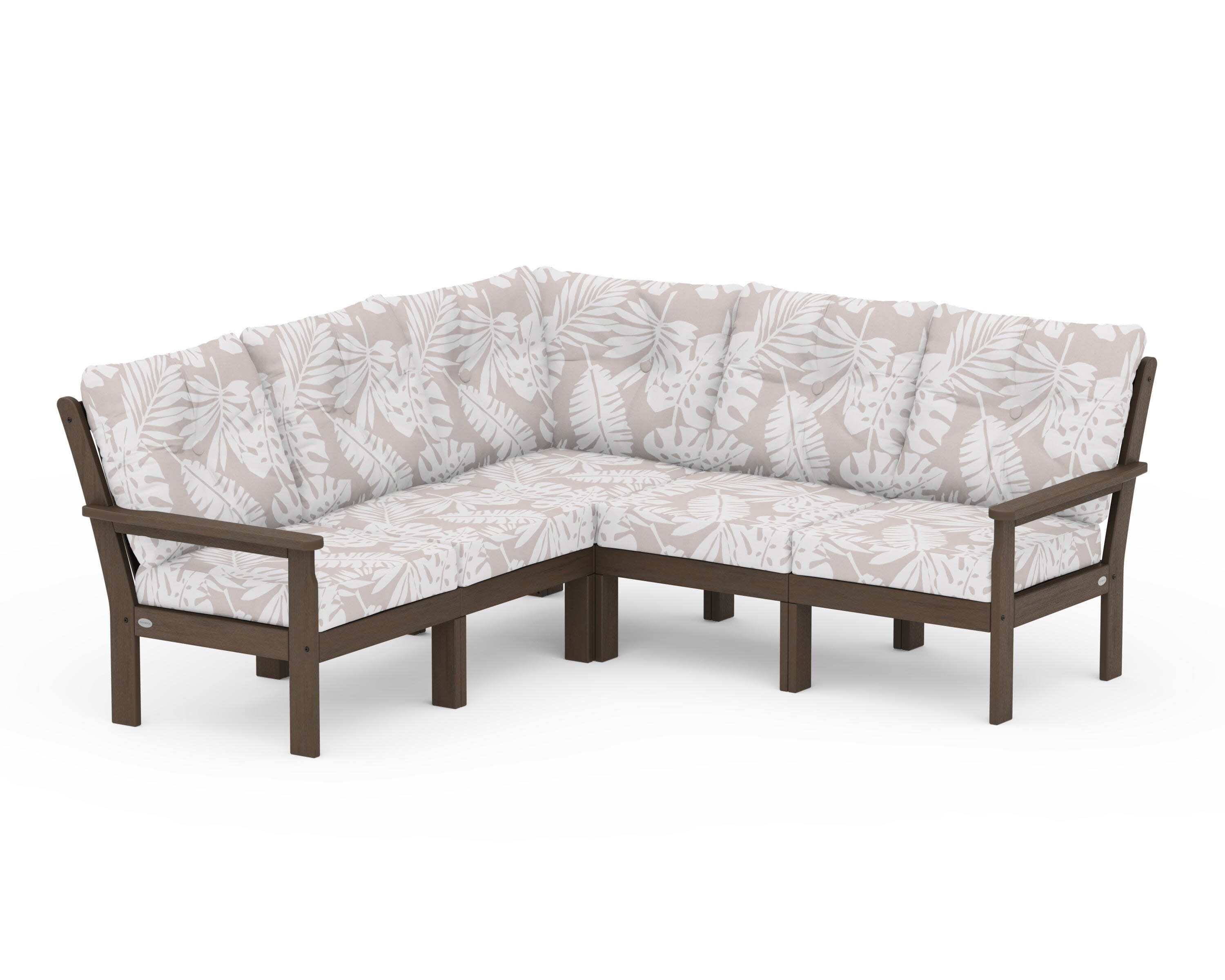 Vineyard 5-Piece Sectional in Kona / Leaf Dune Burlap