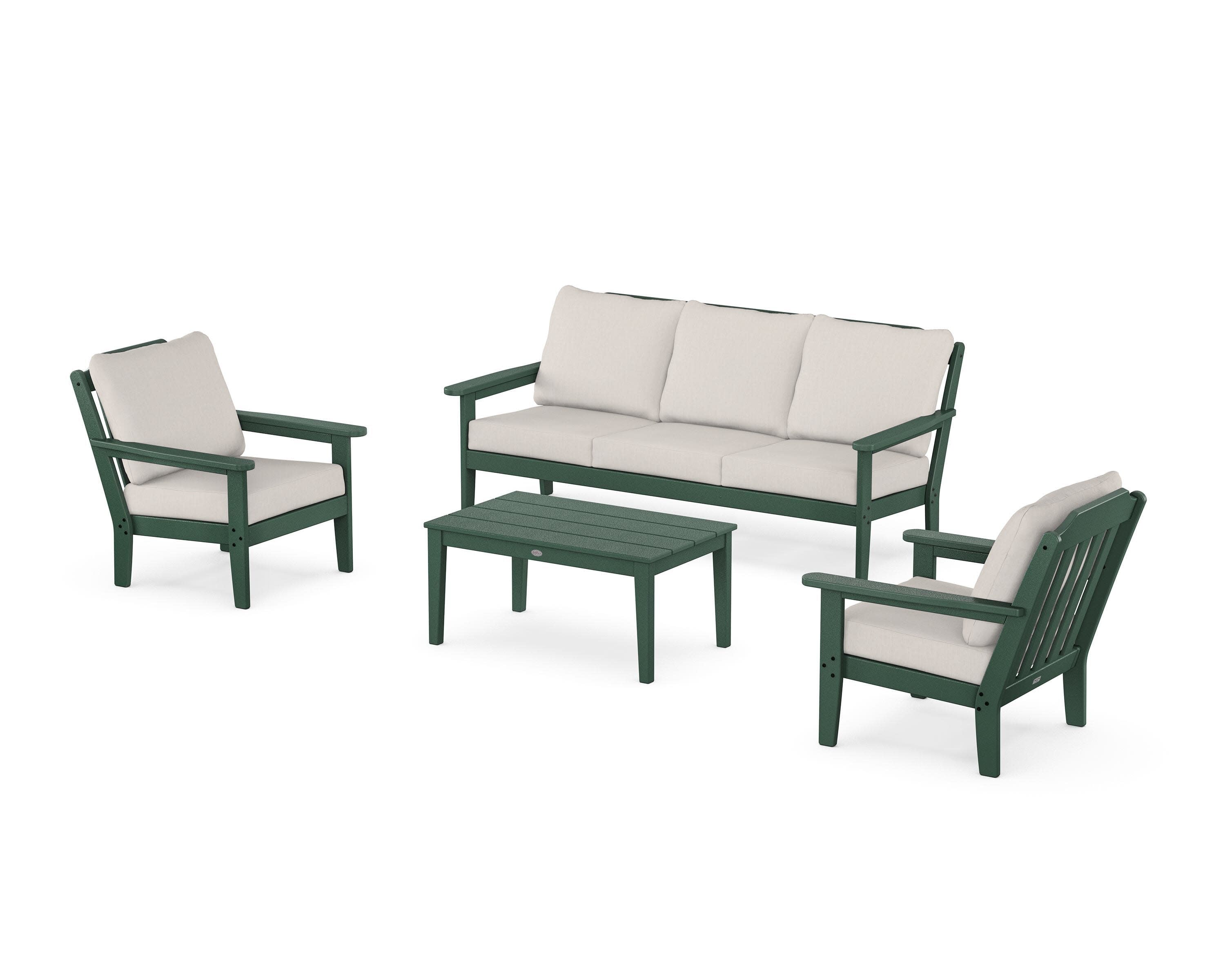 Cottage 4-Piece Deep Seating Set with Sofa in Green / Cast Ash