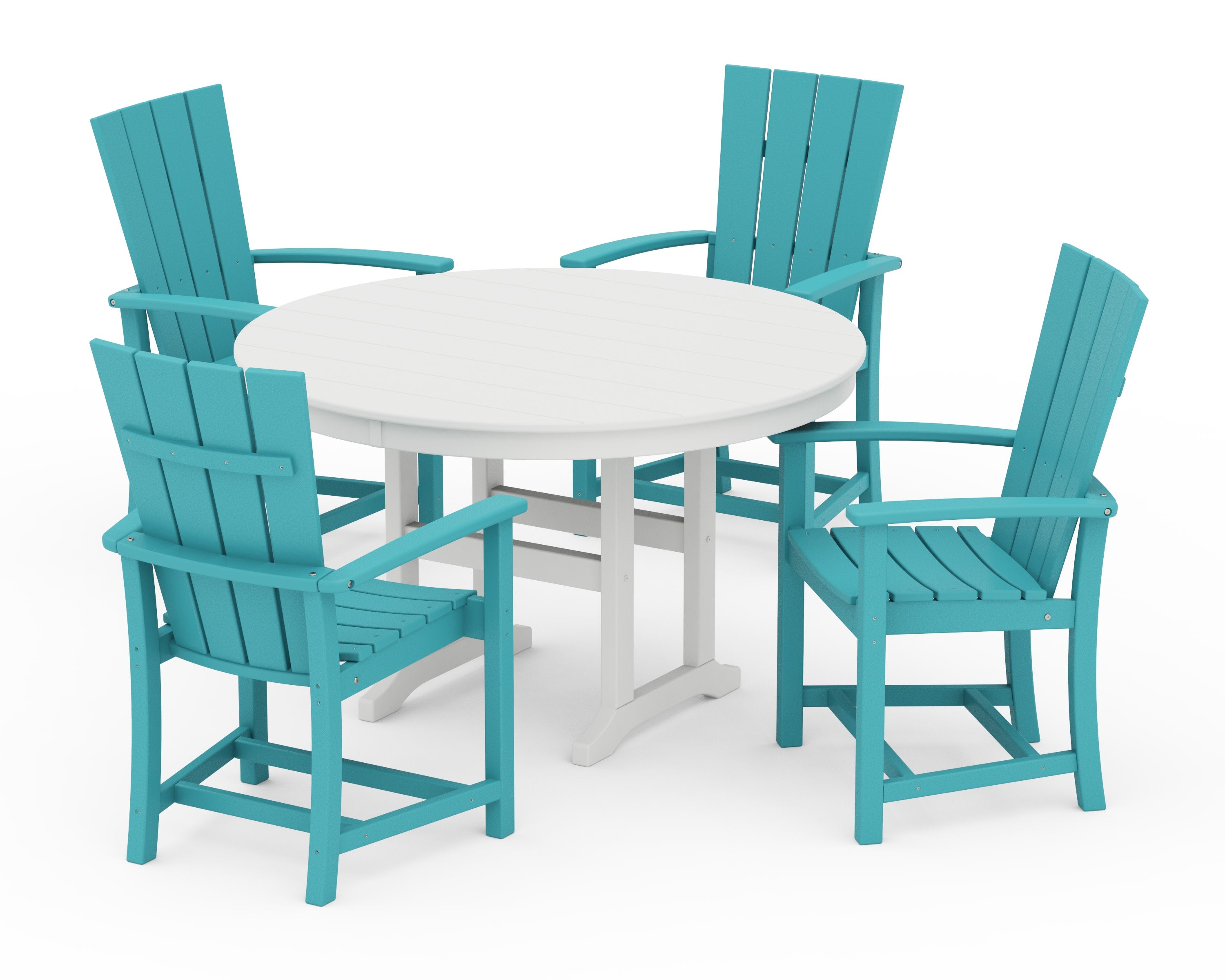 Quattro 5-Piece Round Farmhouse Dining Set in Aruba / White