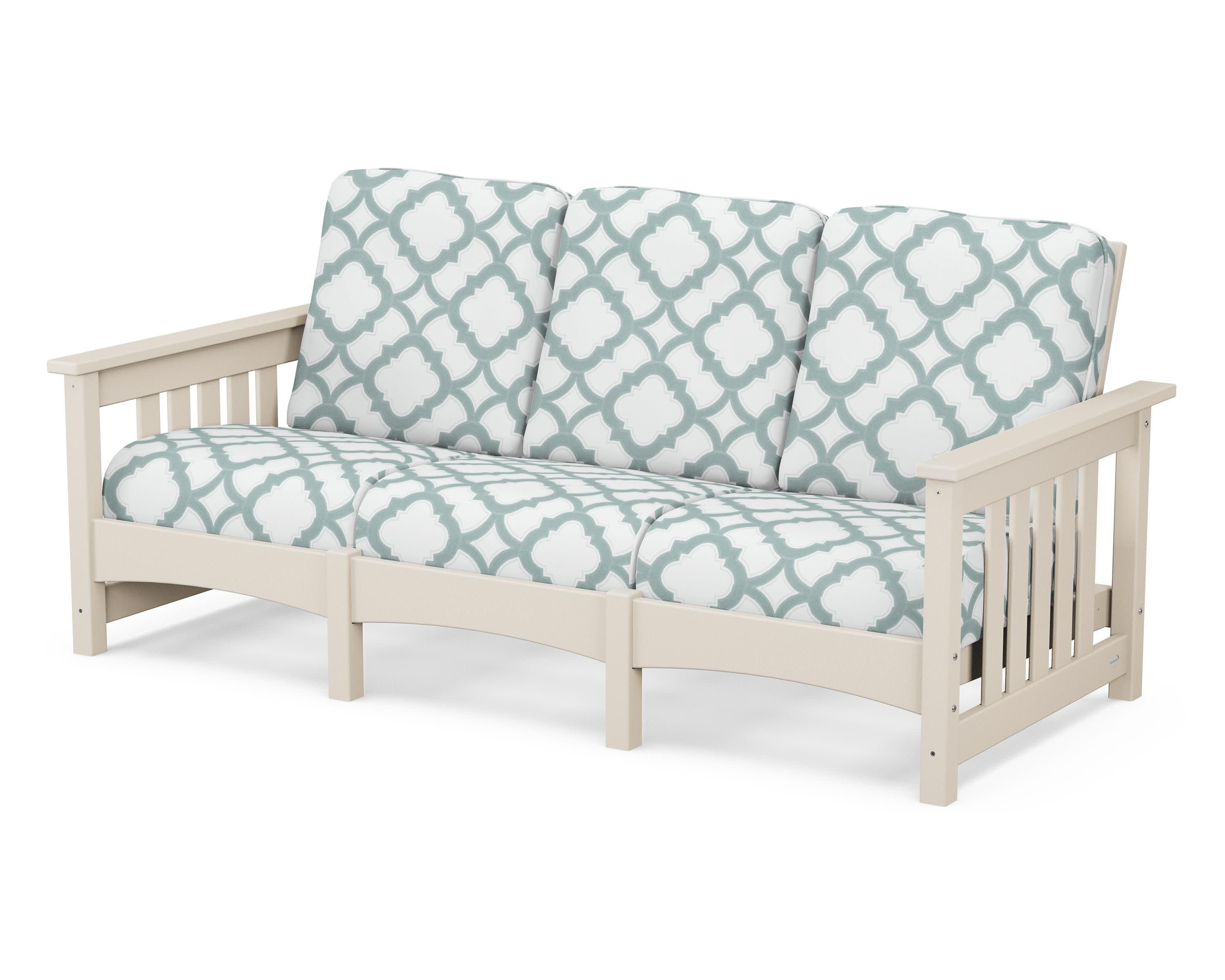 Club Mission Sofa in Sand / Trellis Glacier Spa