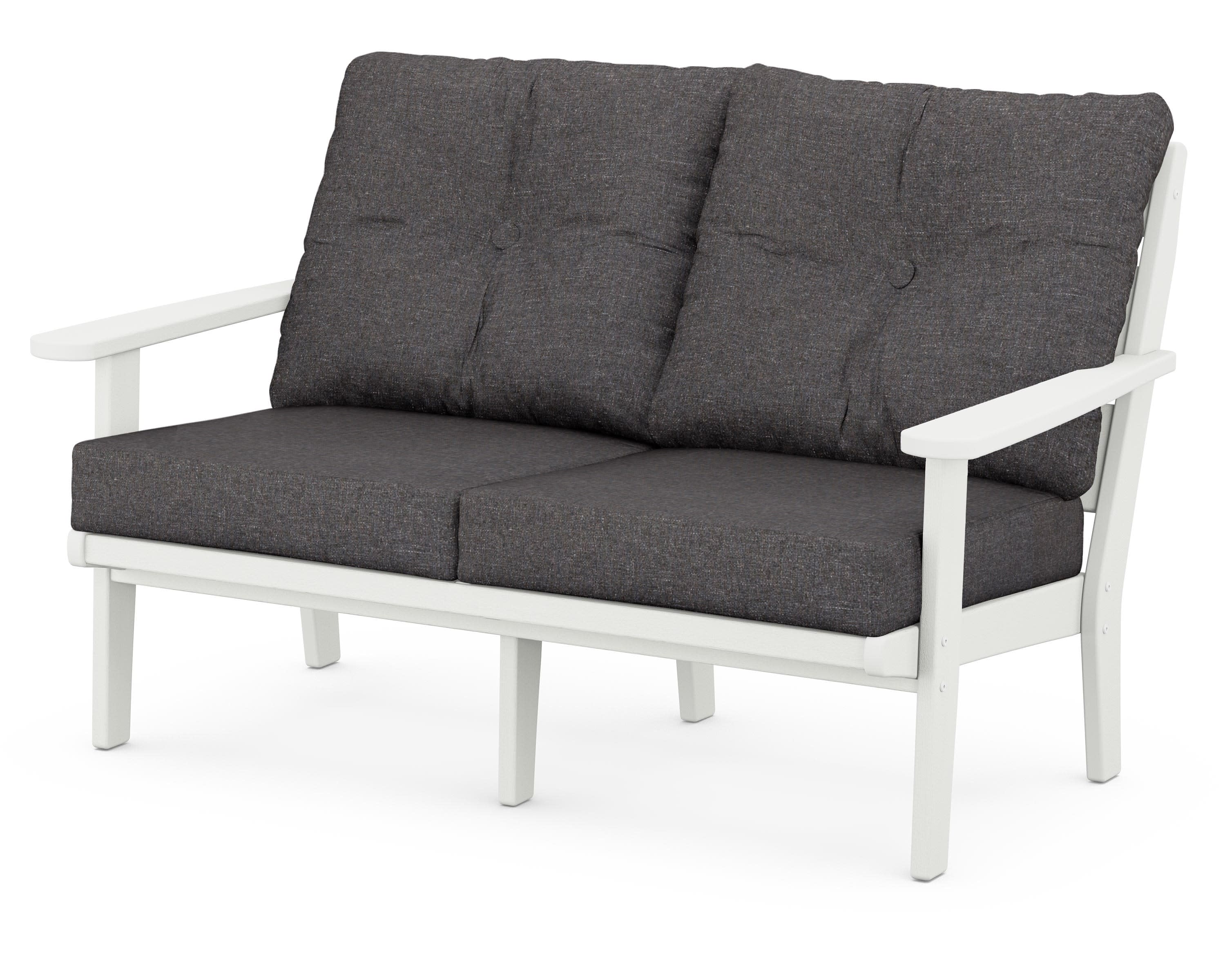 Lakeside Deep Seating Loveseat in Vintage White / Ash Charcoal