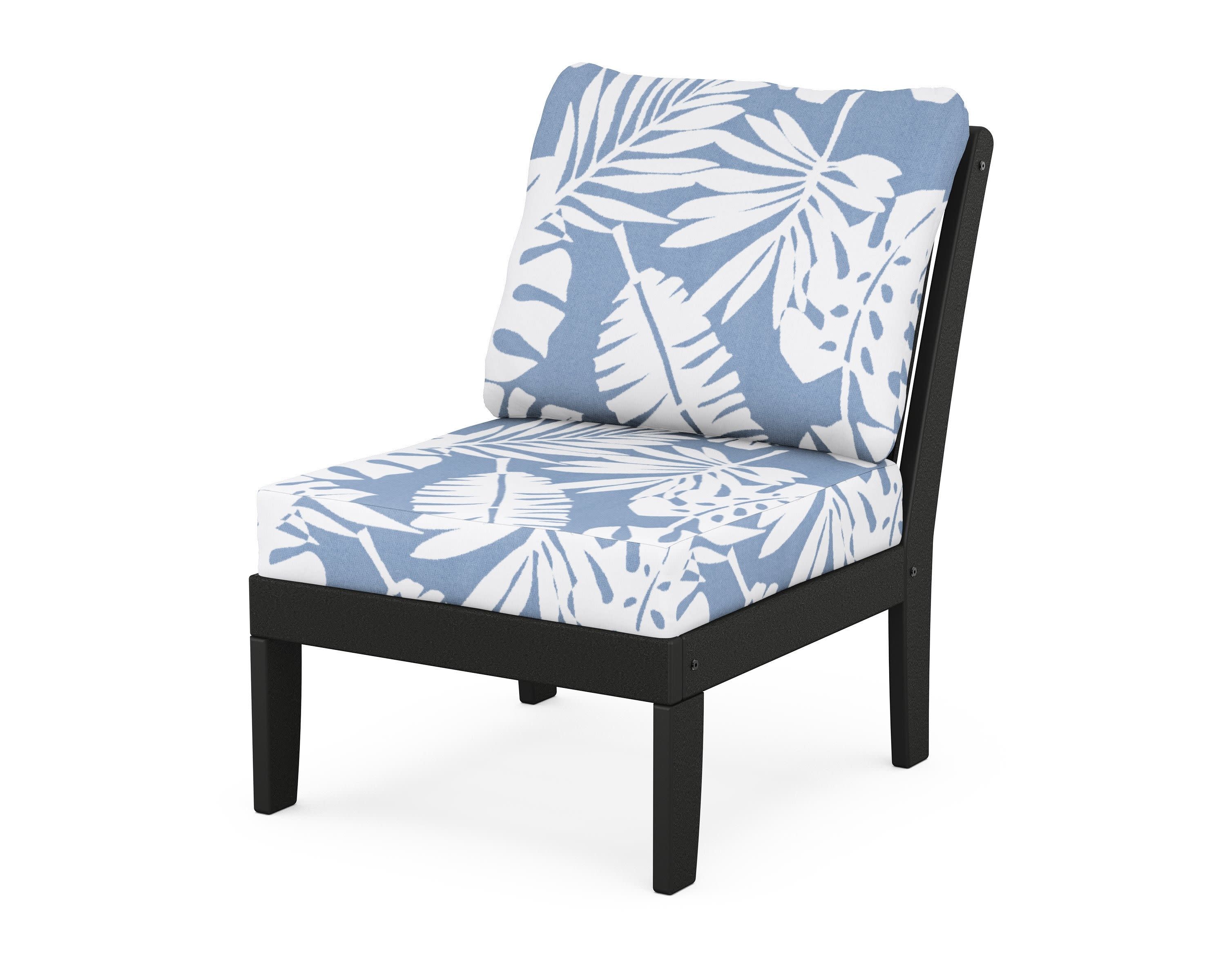 Braxton Modular Armless Chair in Black / Leaf Sky Blue