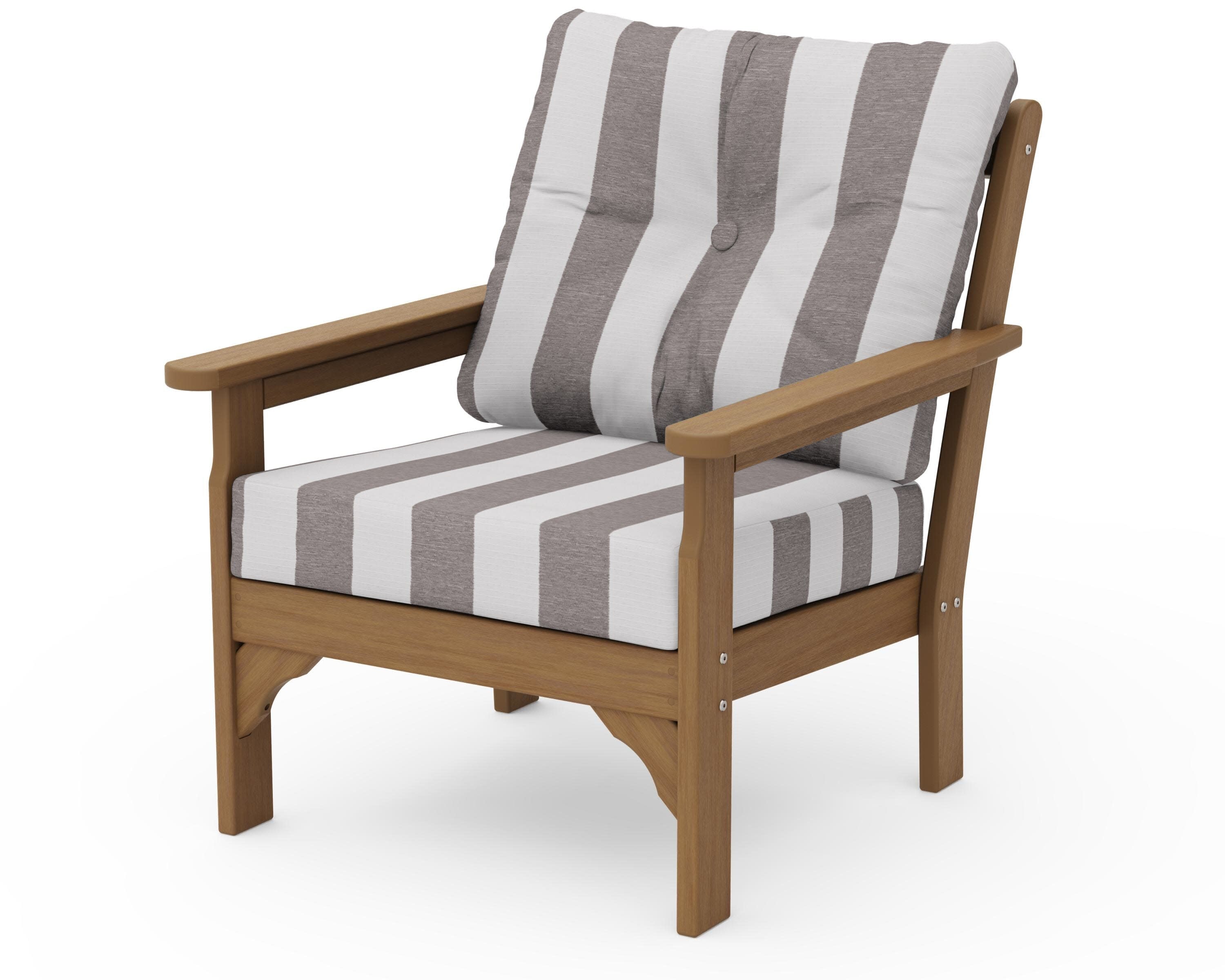 Vineyard Deep Seating Chair in Natural / Cabana Stripe Grey Mist