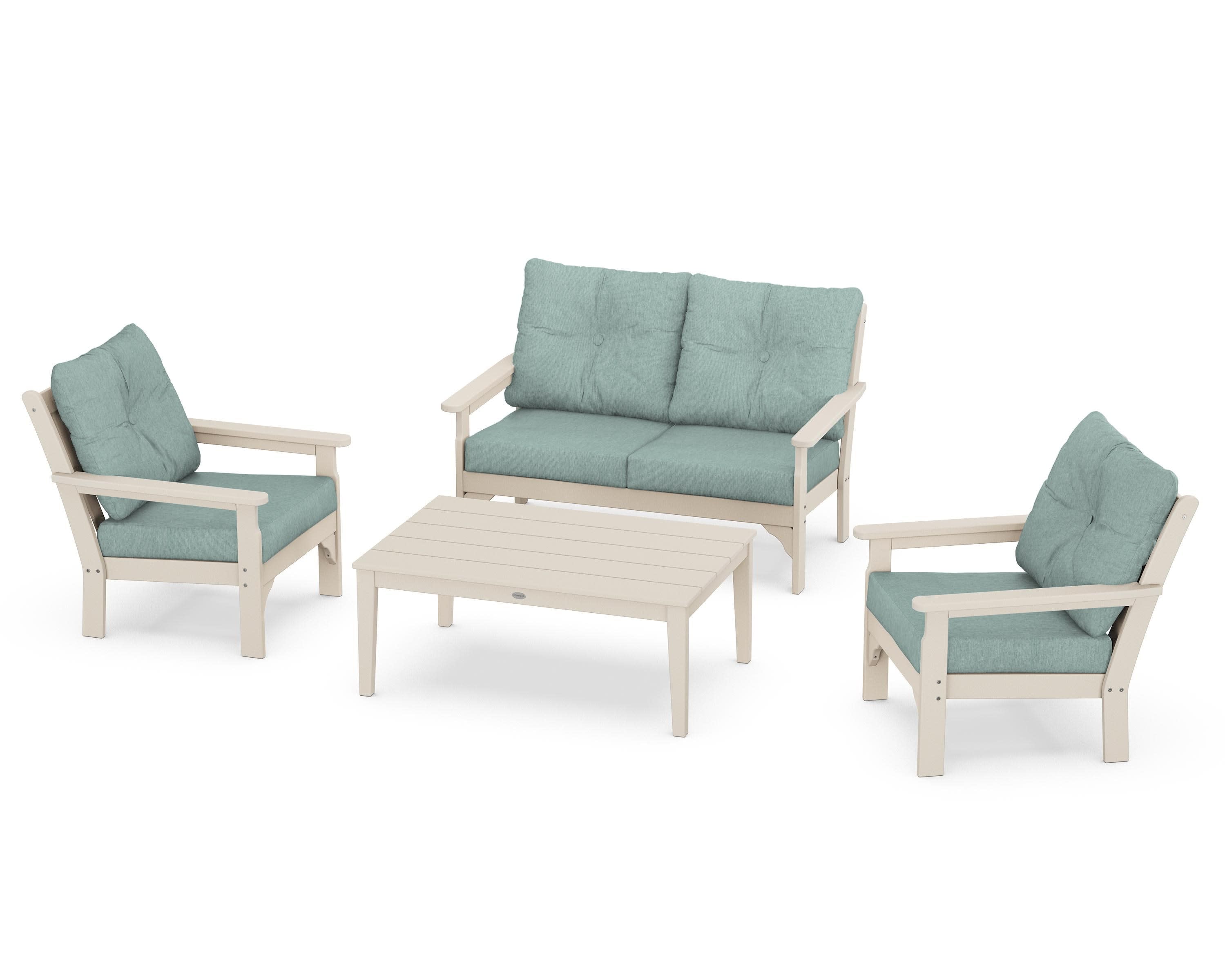 Vineyard 4-Piece Deep Seating Set in Sand / Glacier Spa