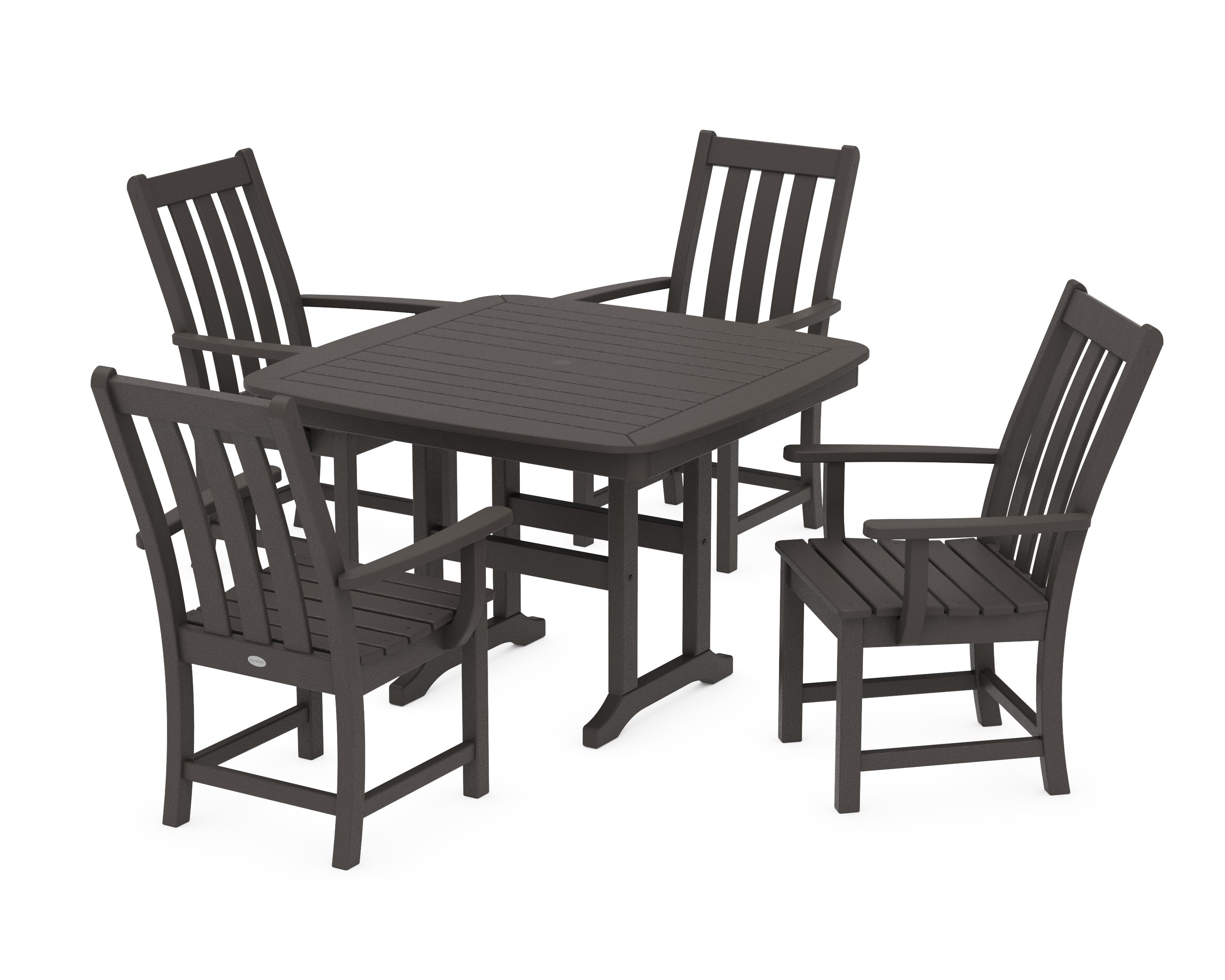Vineyard 5-Piece Dining Set with Trestle Legs in Vintage Coffee