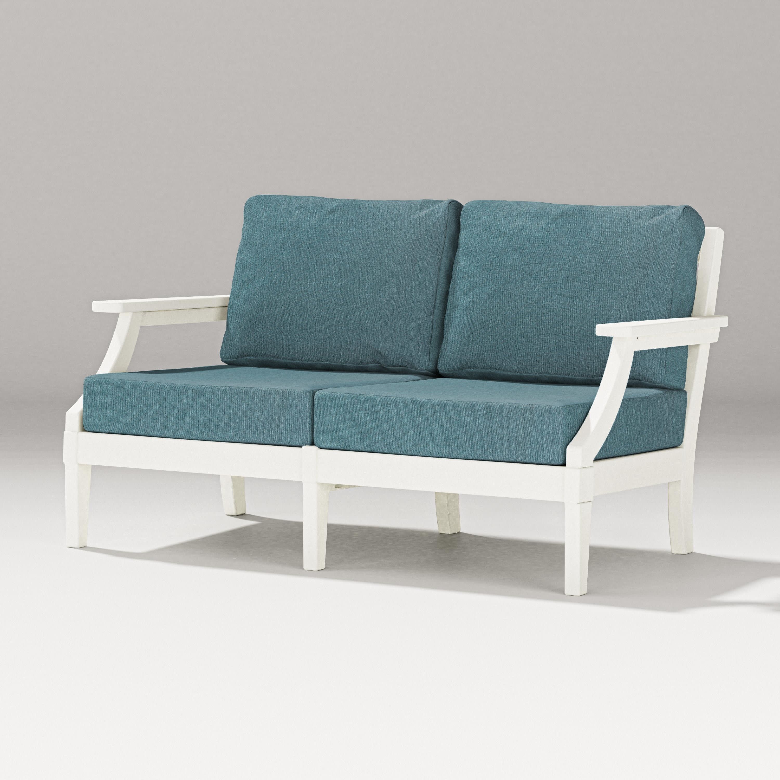Estate Loveseat in Vintage White / Ocean Teal