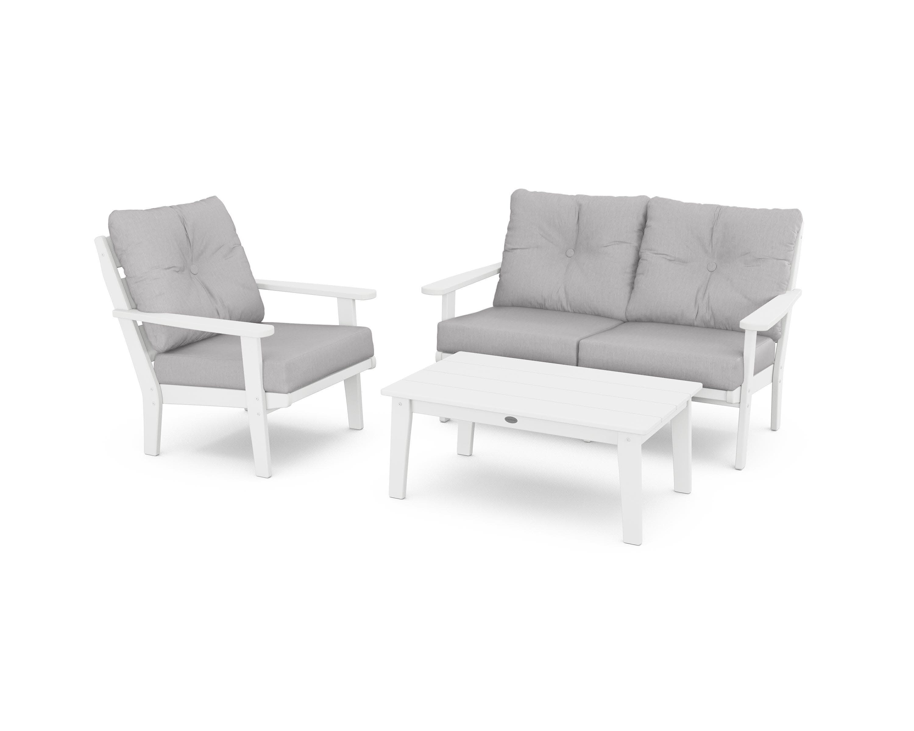 Lakeside 3-Piece Deep Seating Set in White / Granite