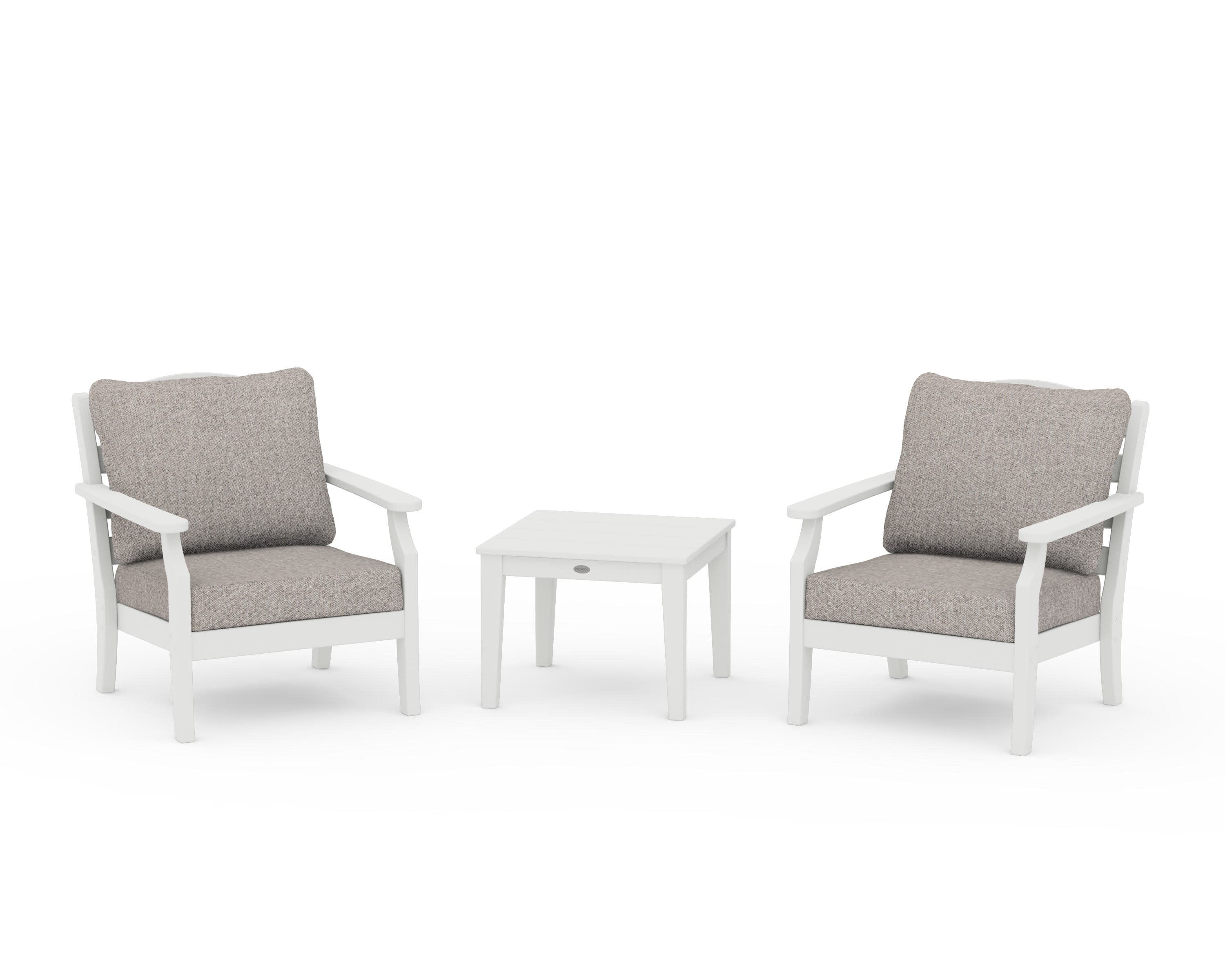 Savannah 3-Piece Deep Seating Set in Vintage White / Weathered Tweed