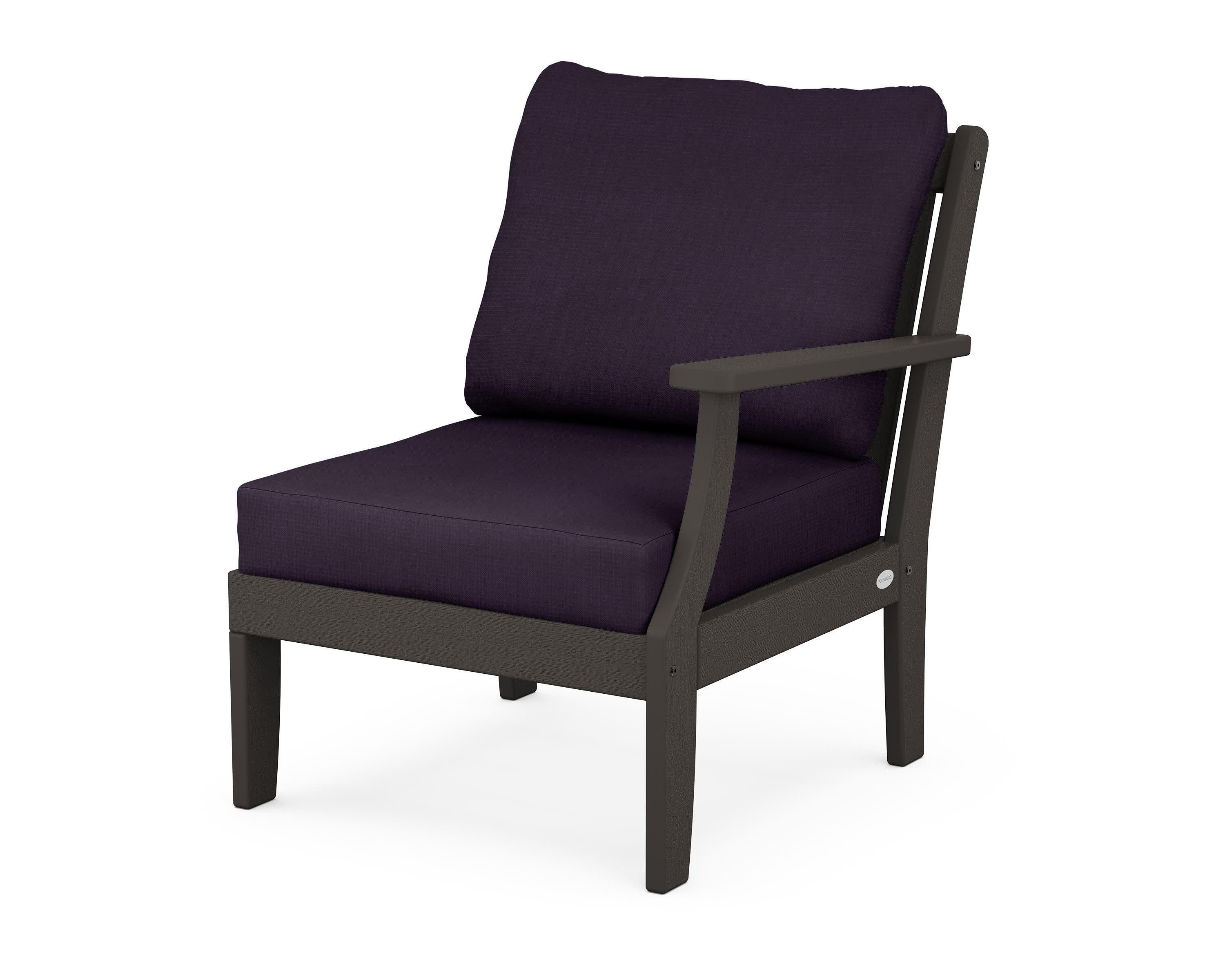 Braxton Modular Right Arm Chair in Vintage Coffee / Navy Linen