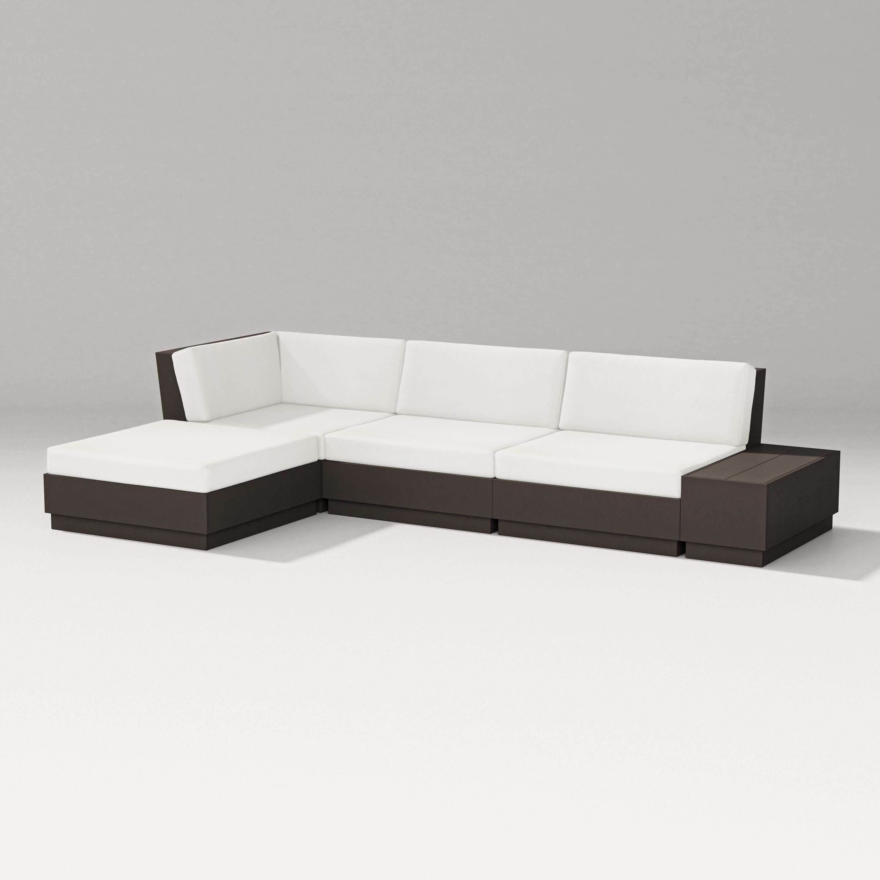 Elevate Chaise Sectional in Vintage Coffee / Natural Linen