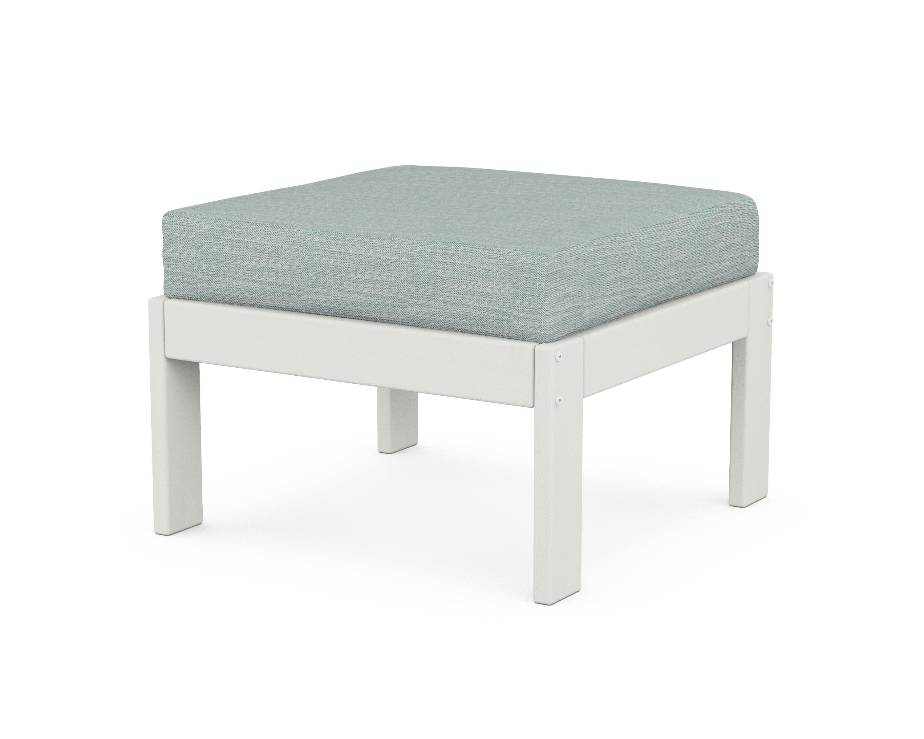 Vineyard Modular Ottoman in Vintage White / Soothe Mist