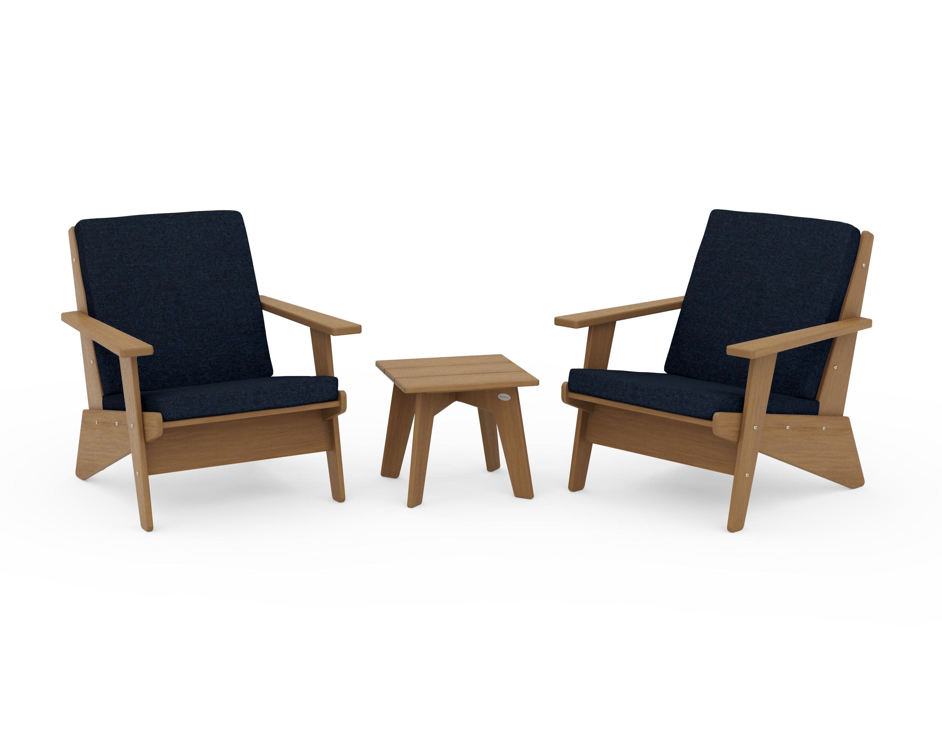 Riviera Modern Lounge 3-Piece Set in Natural / Marine Indigo