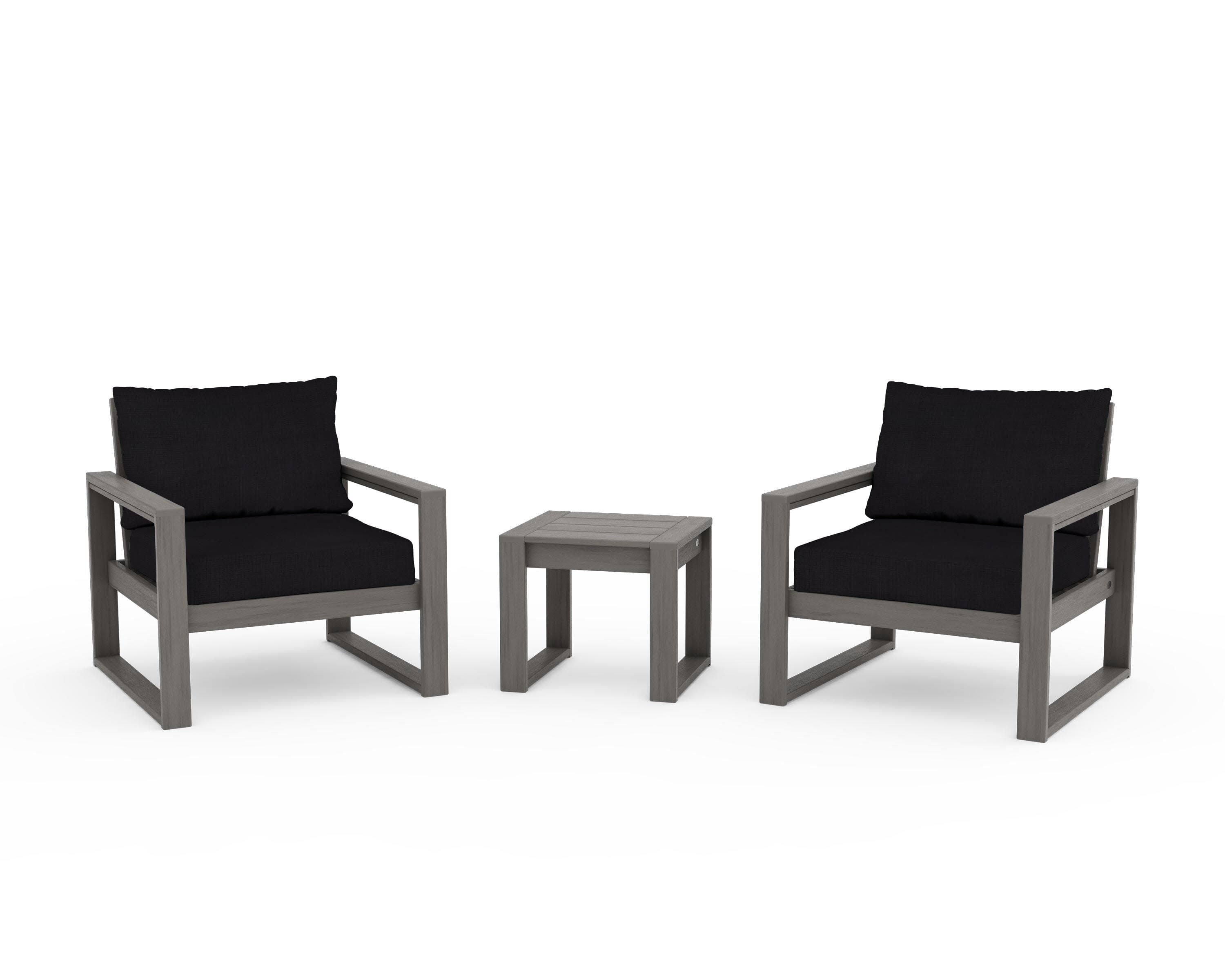 EDGE Sectional 3-Piece Deep Seating Set in Driftwood / Midnight Linen