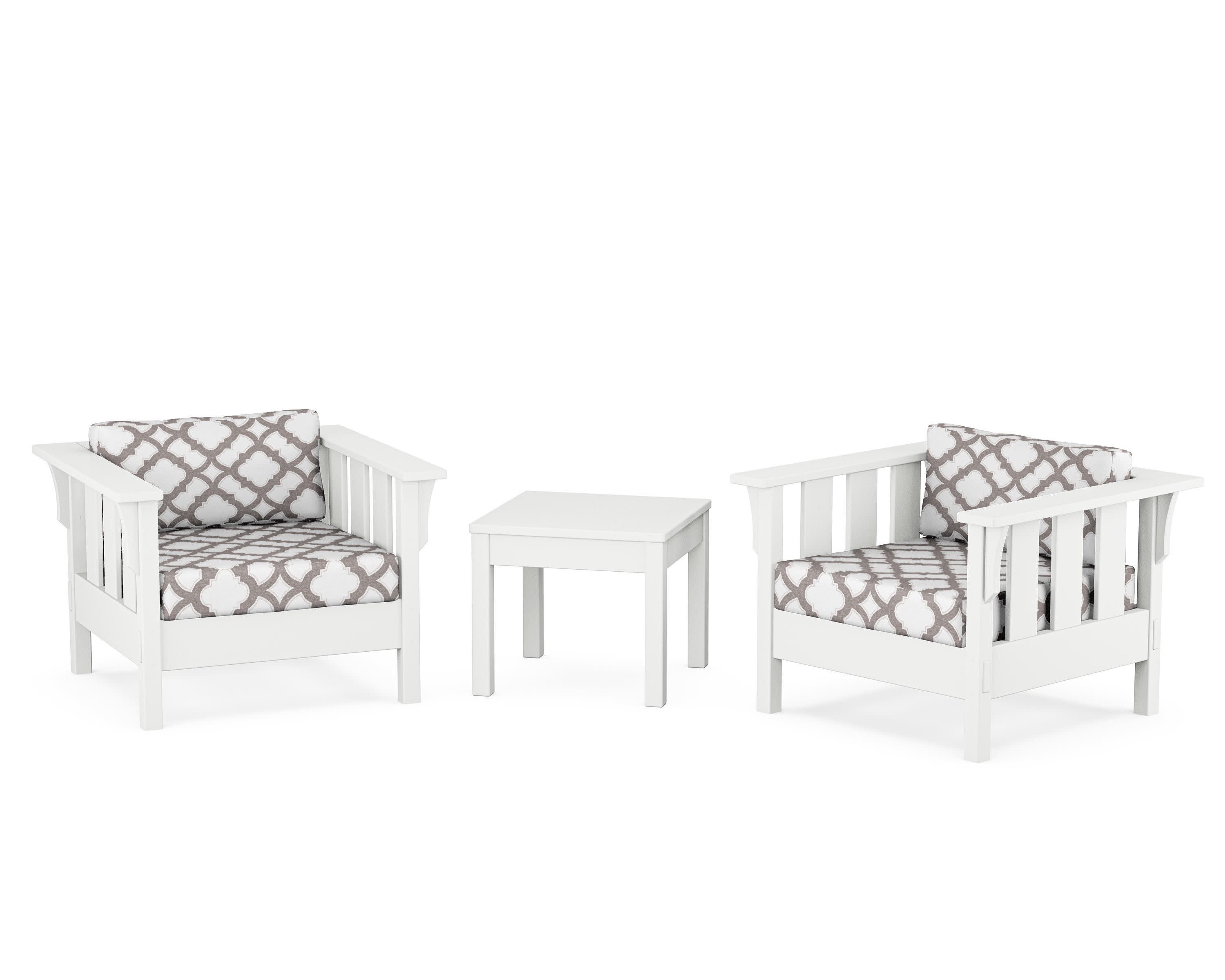 Acadia 3-Piece Deep Seating Set in White / Trellis Grey Mist