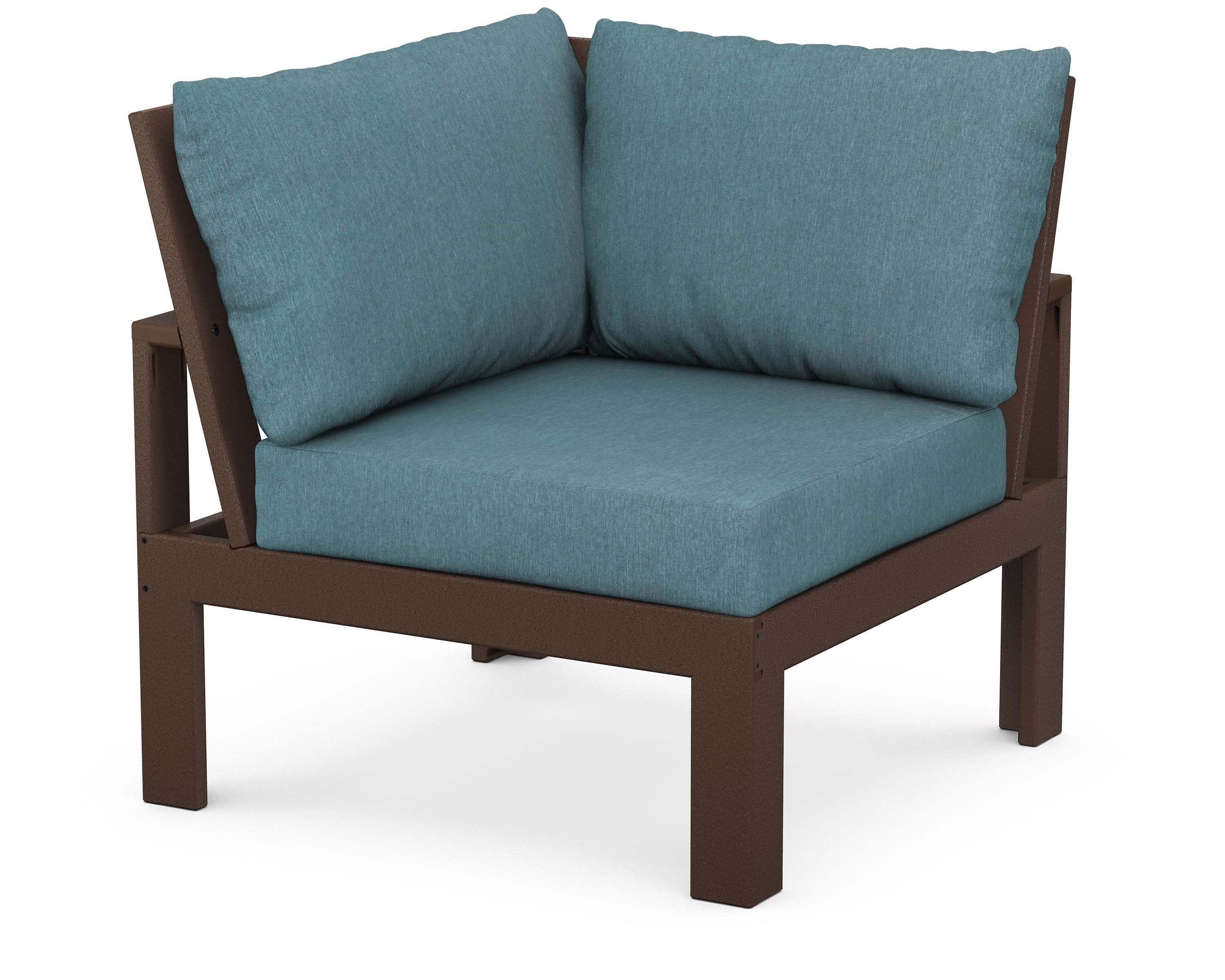 Modular Corner Chair in Mahogany / Ocean Teal