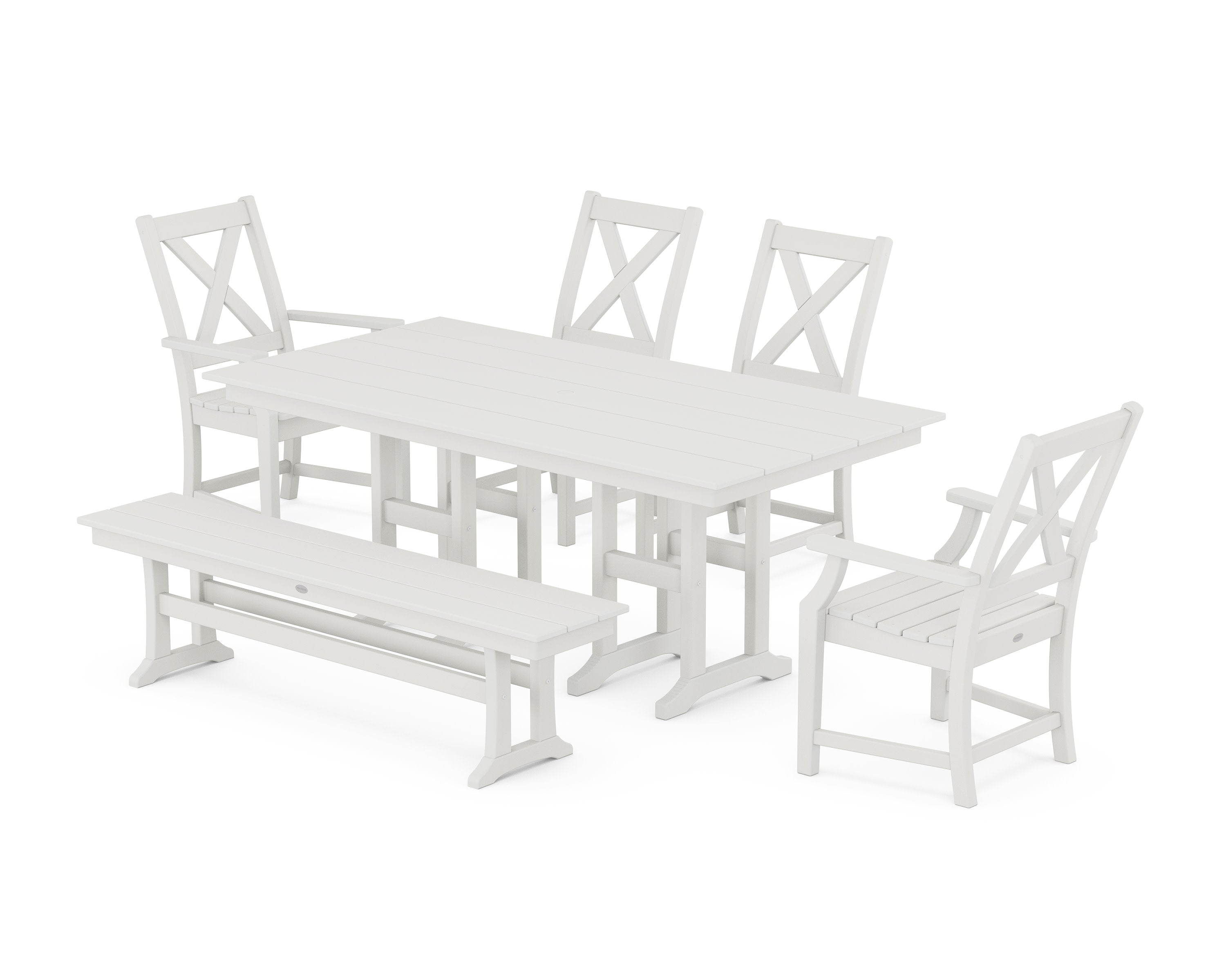 Braxton 6-Piece Farmhouse Dining Set in Vintage White