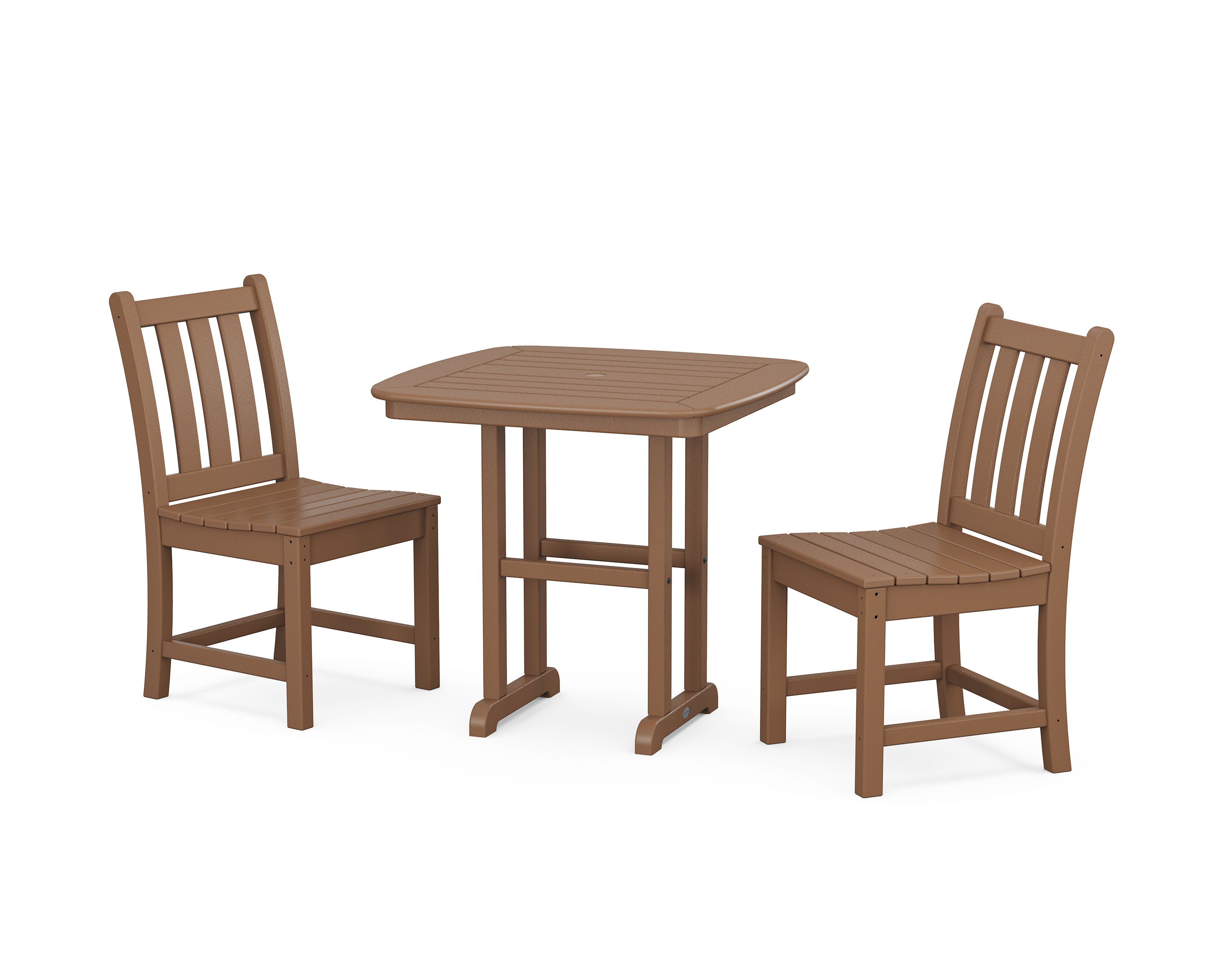 Traditional Garden Side Chair 3-Piece Dining Set in Teak