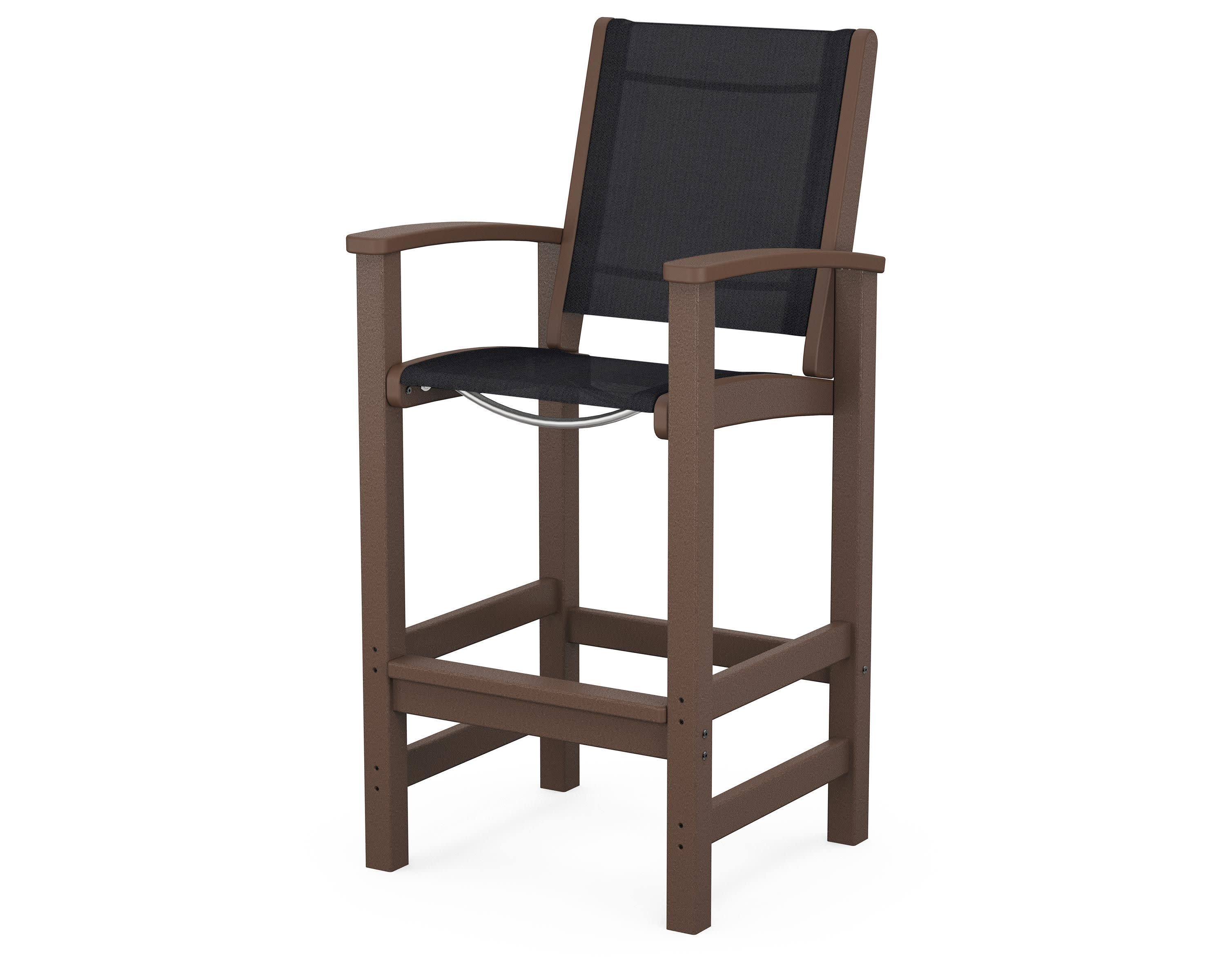 Coastal Bar Chair in Mahogany / Black Sling