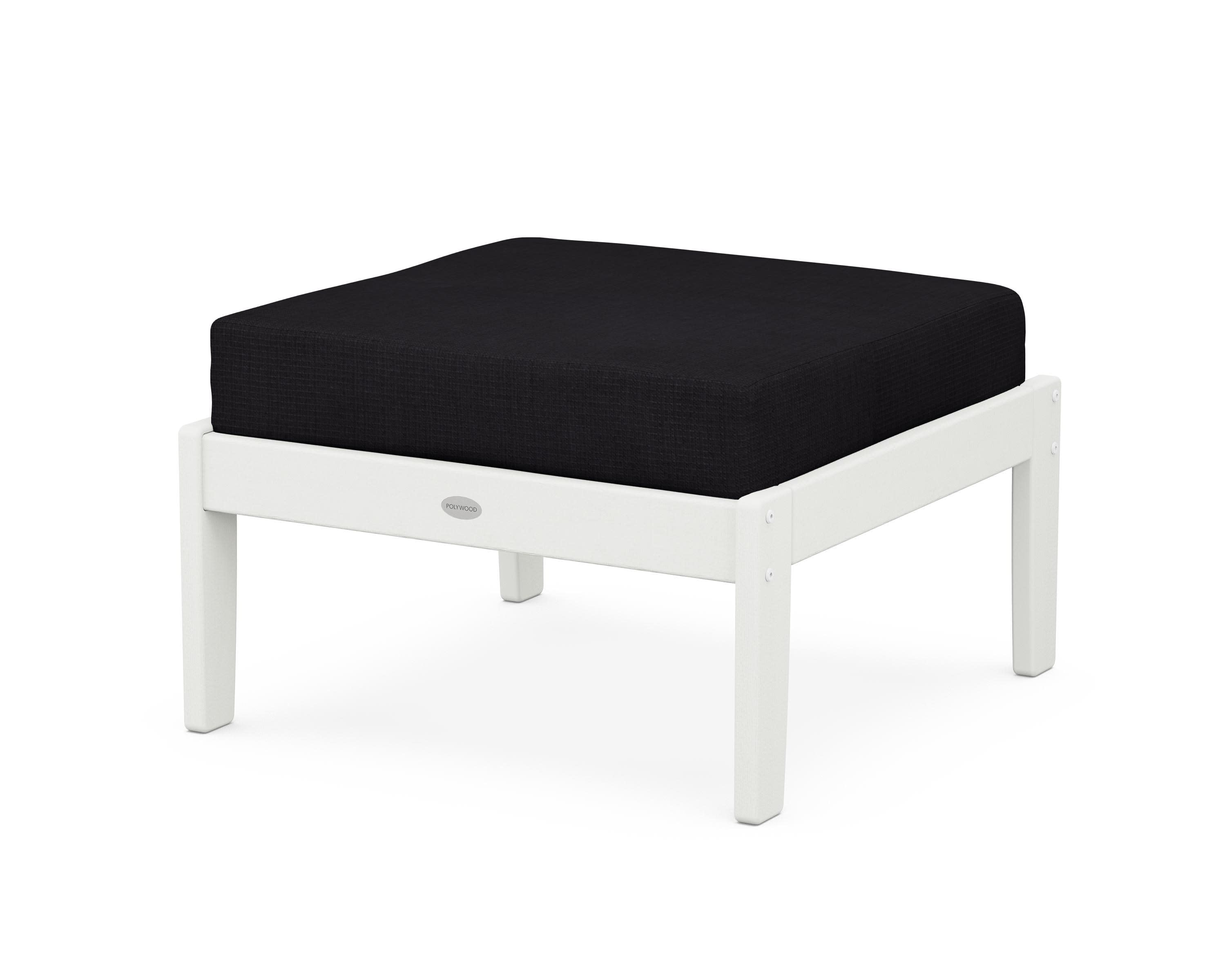 Braxton Deep Seating Ottoman in Vintage White / Midnight Linen