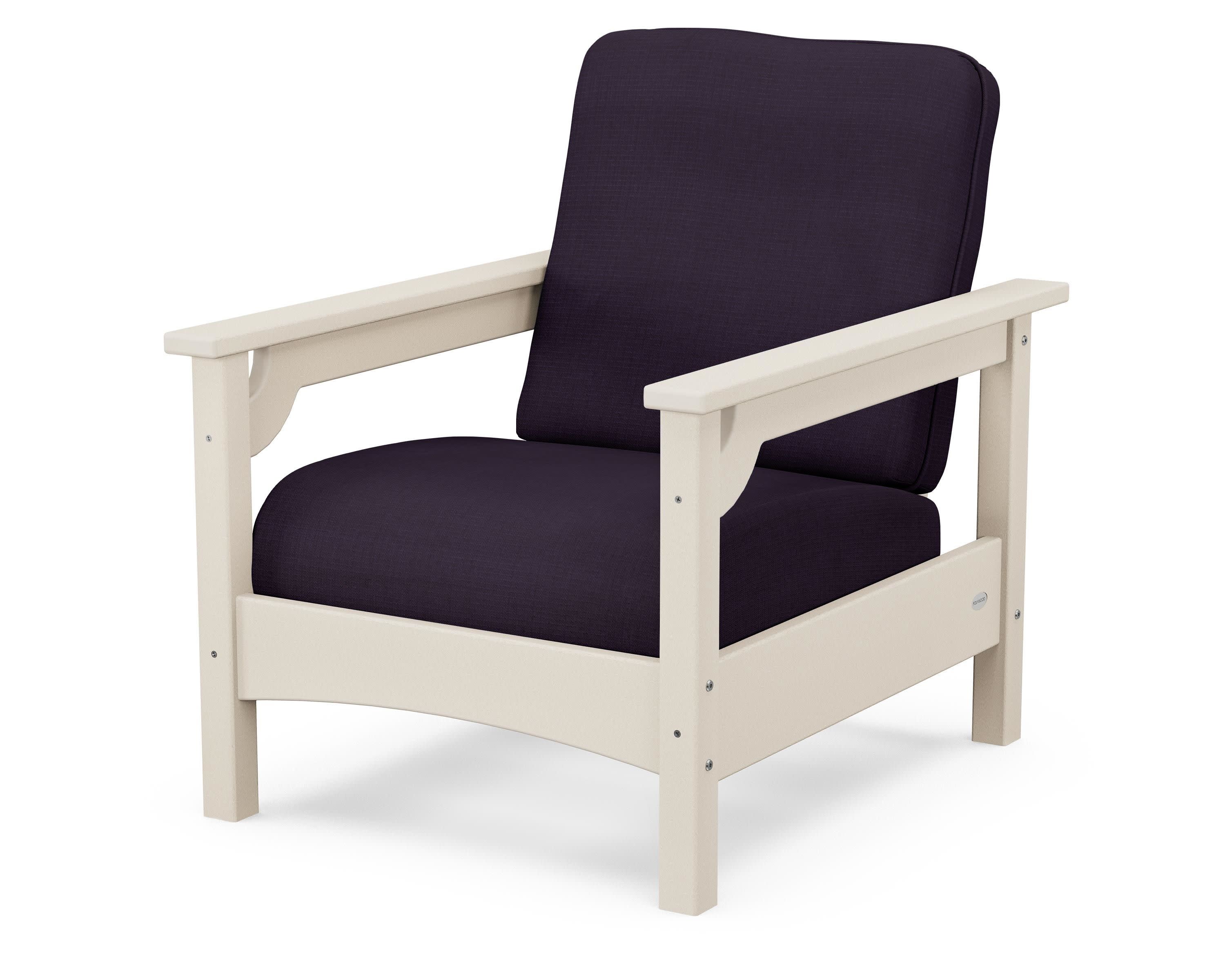 Club Chair in Sand / Navy Linen