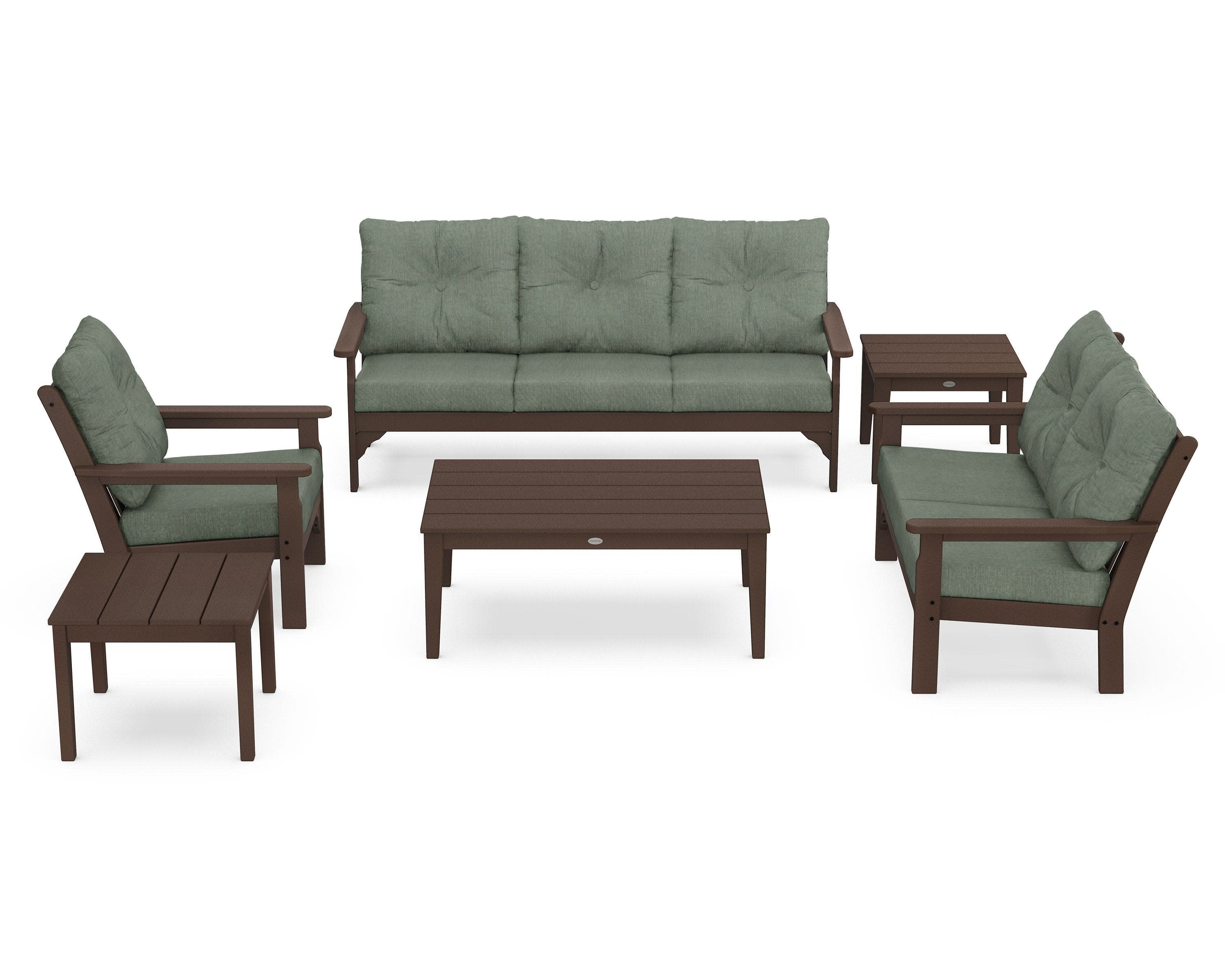 Vineyard 6-Piece Deep Seating Set in Mahogany / Cast Sage