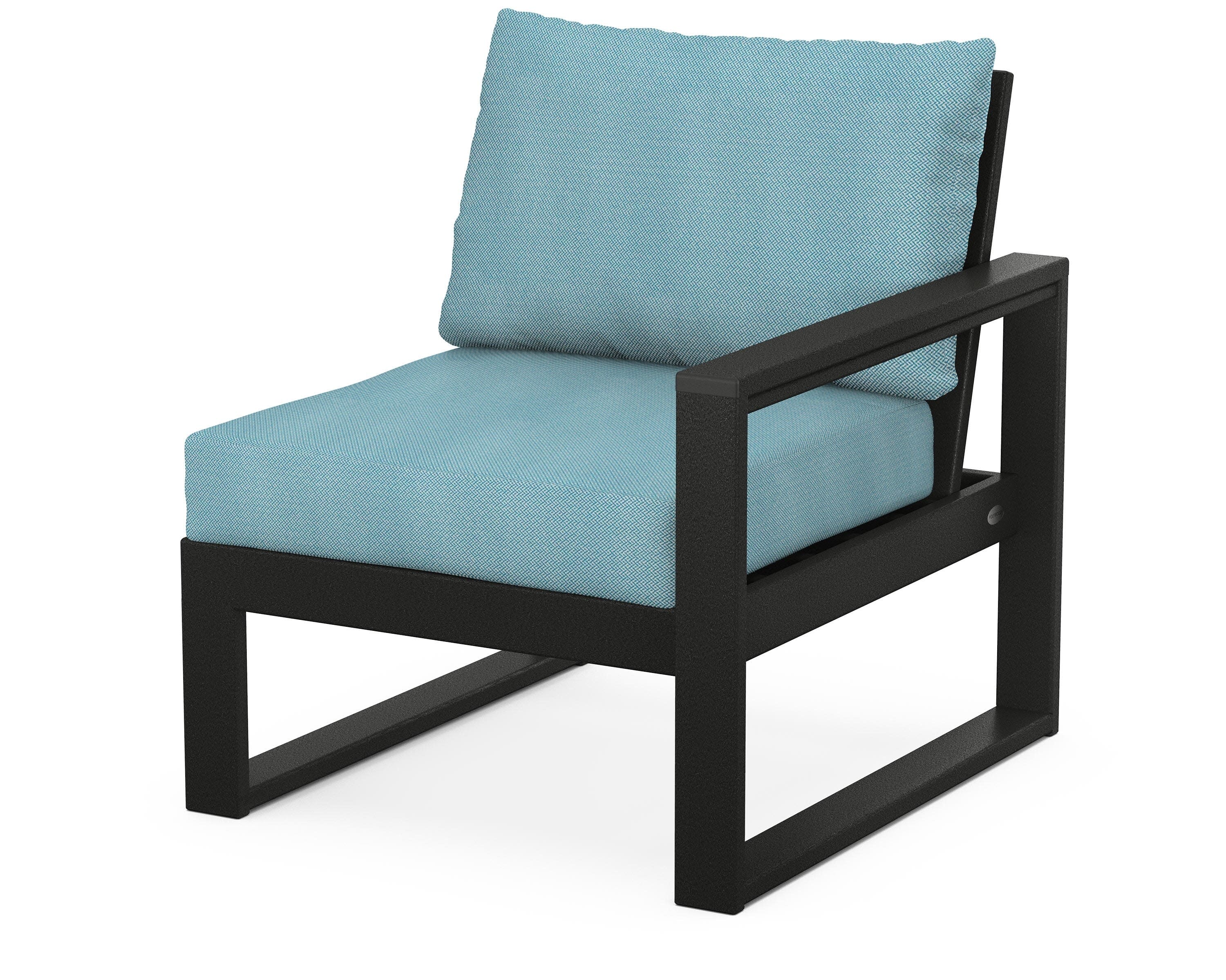 EDGE Modular Right Arm Chair in Black / Lattice Sky Blue