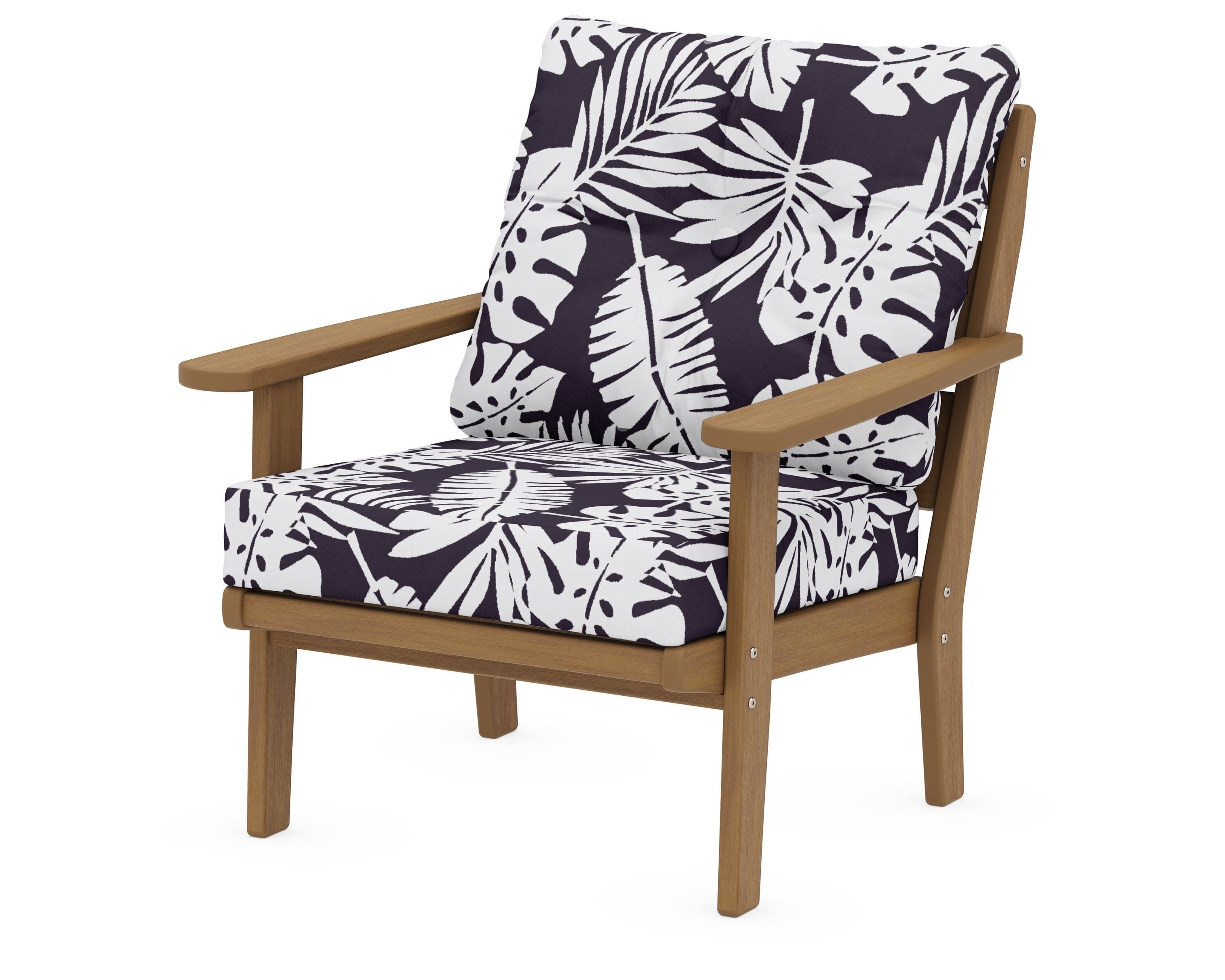 Lakeside Deep Seating Chair in Natural / Leaf Navy