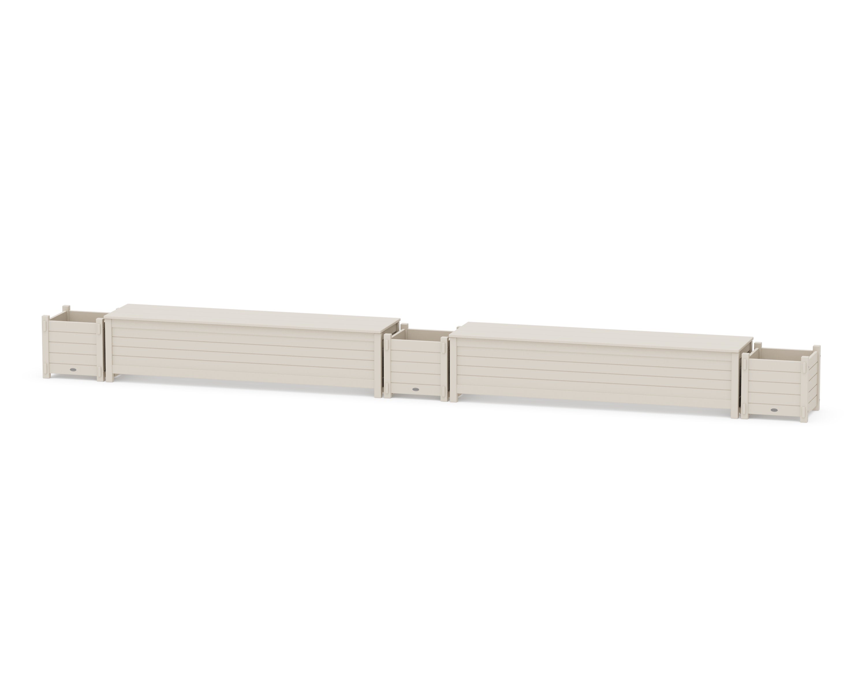 72" Nautical Straight Double Planter Storage Bench Set in Sand