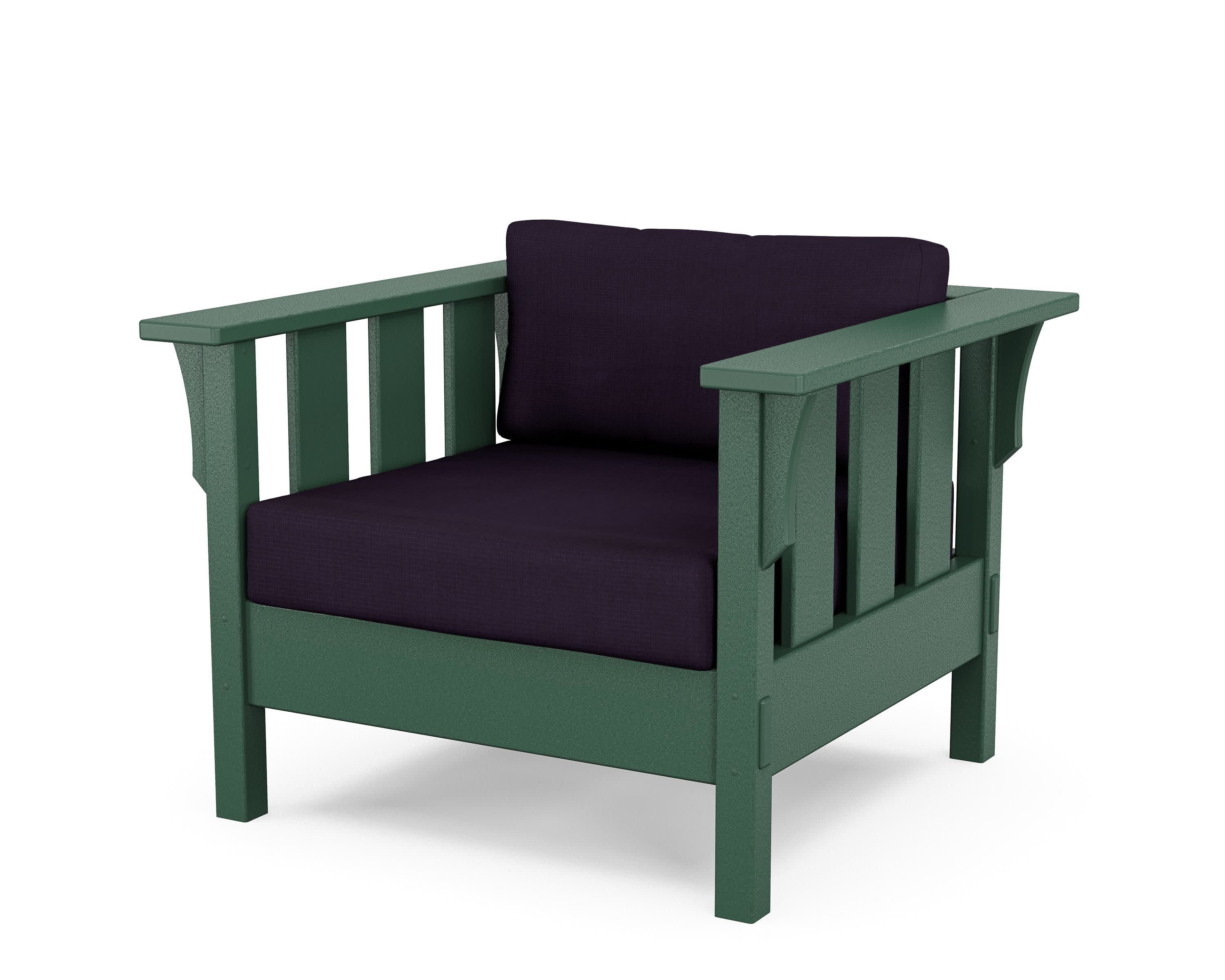Acadia Deep Seating Chair in Green / Navy Linen