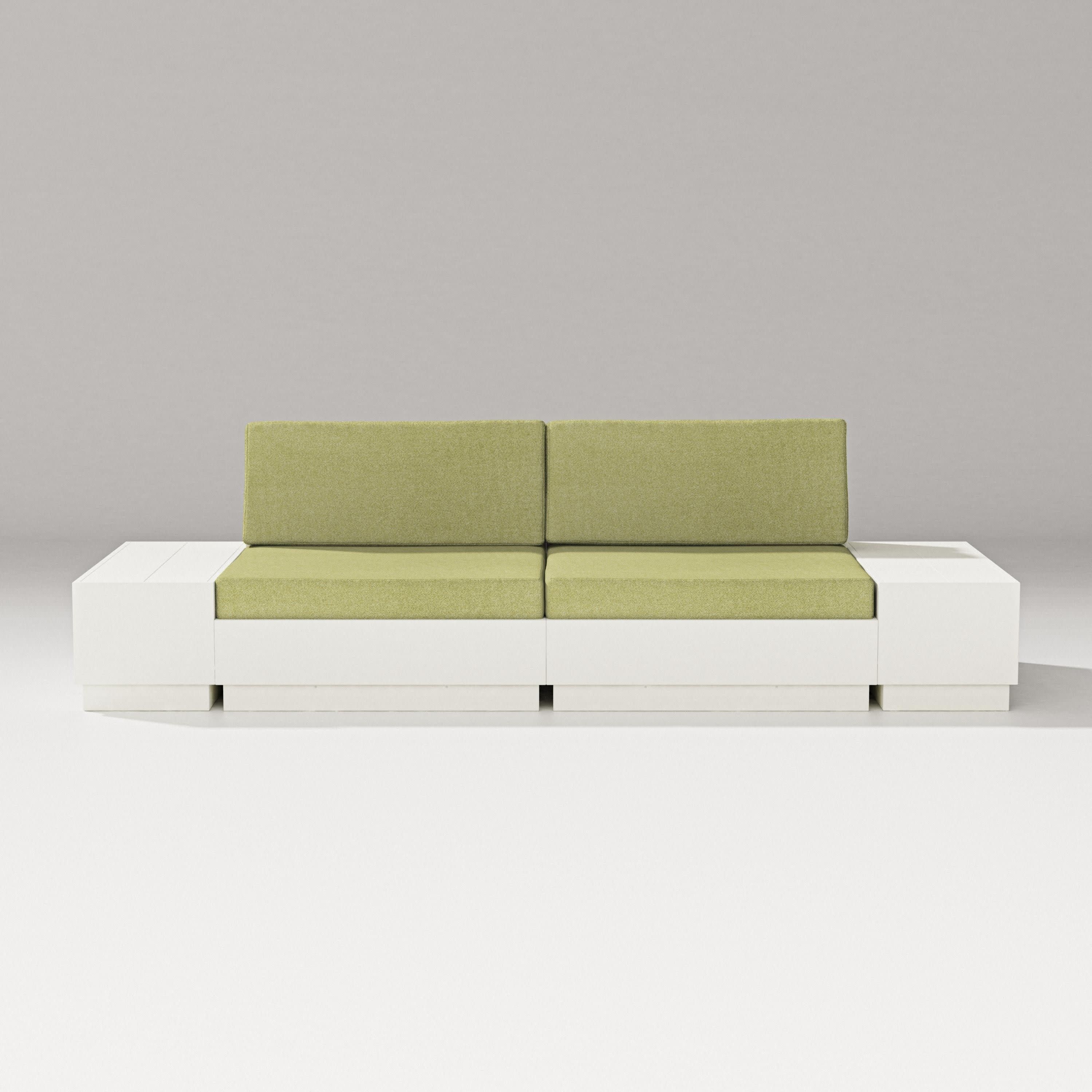 Elevate 4-Piece Loveseat Sectional in Vintage White / Chartreuse Boucle