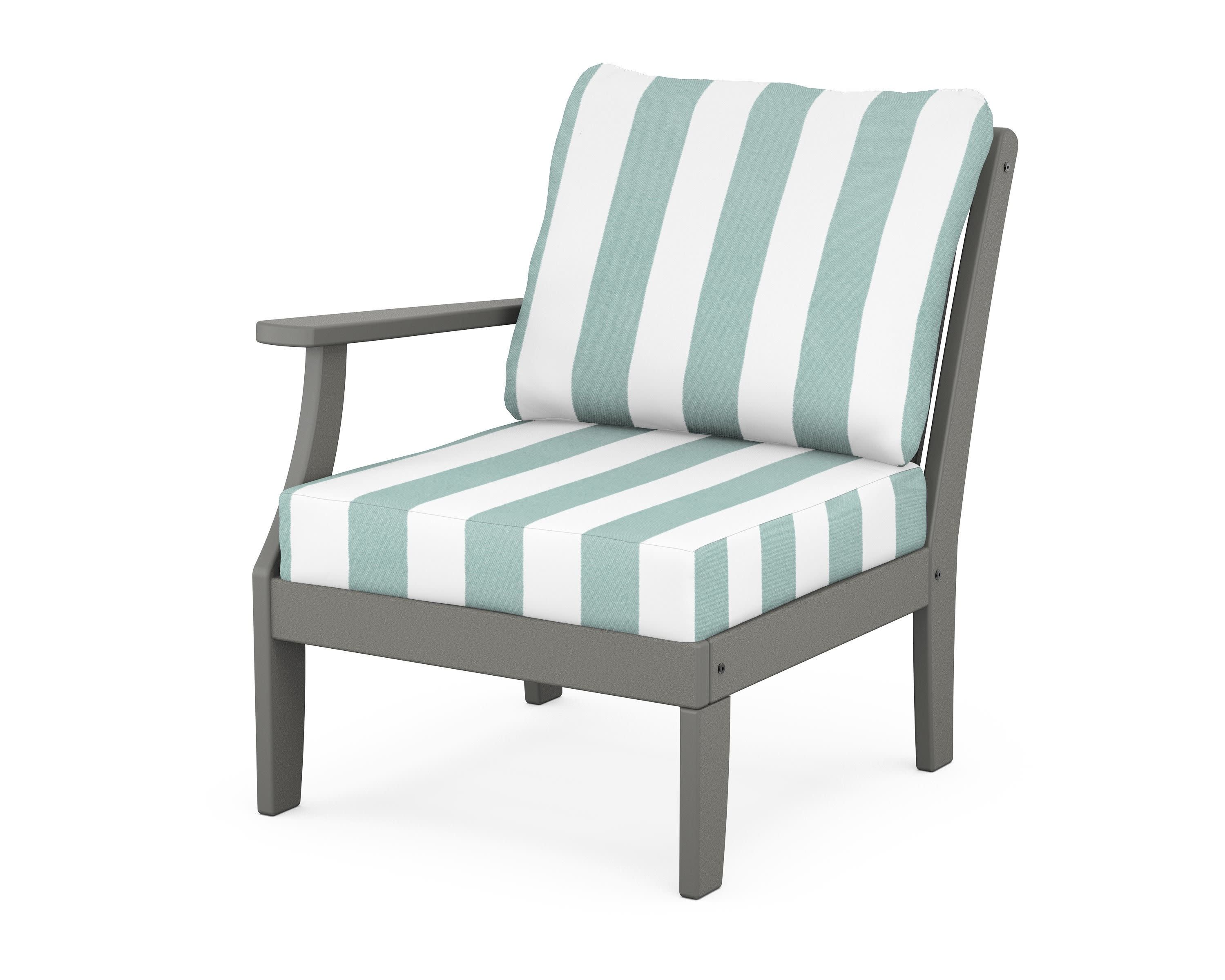 Braxton Modular Left Arm Chair in Slate Grey / Cabana Stripe Glacier Spa