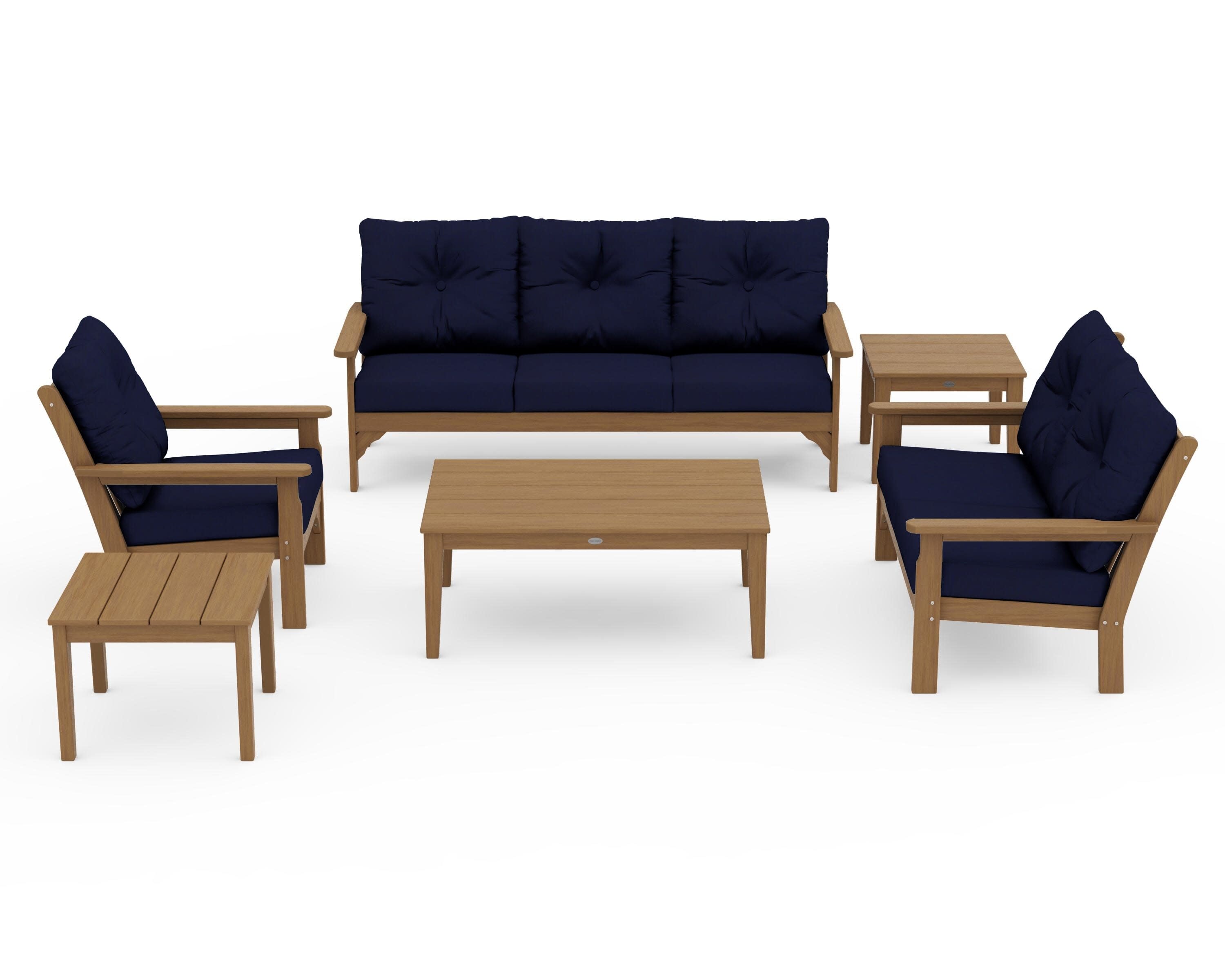 Vineyard 6-Piece Deep Seating Set in Natural / Navy