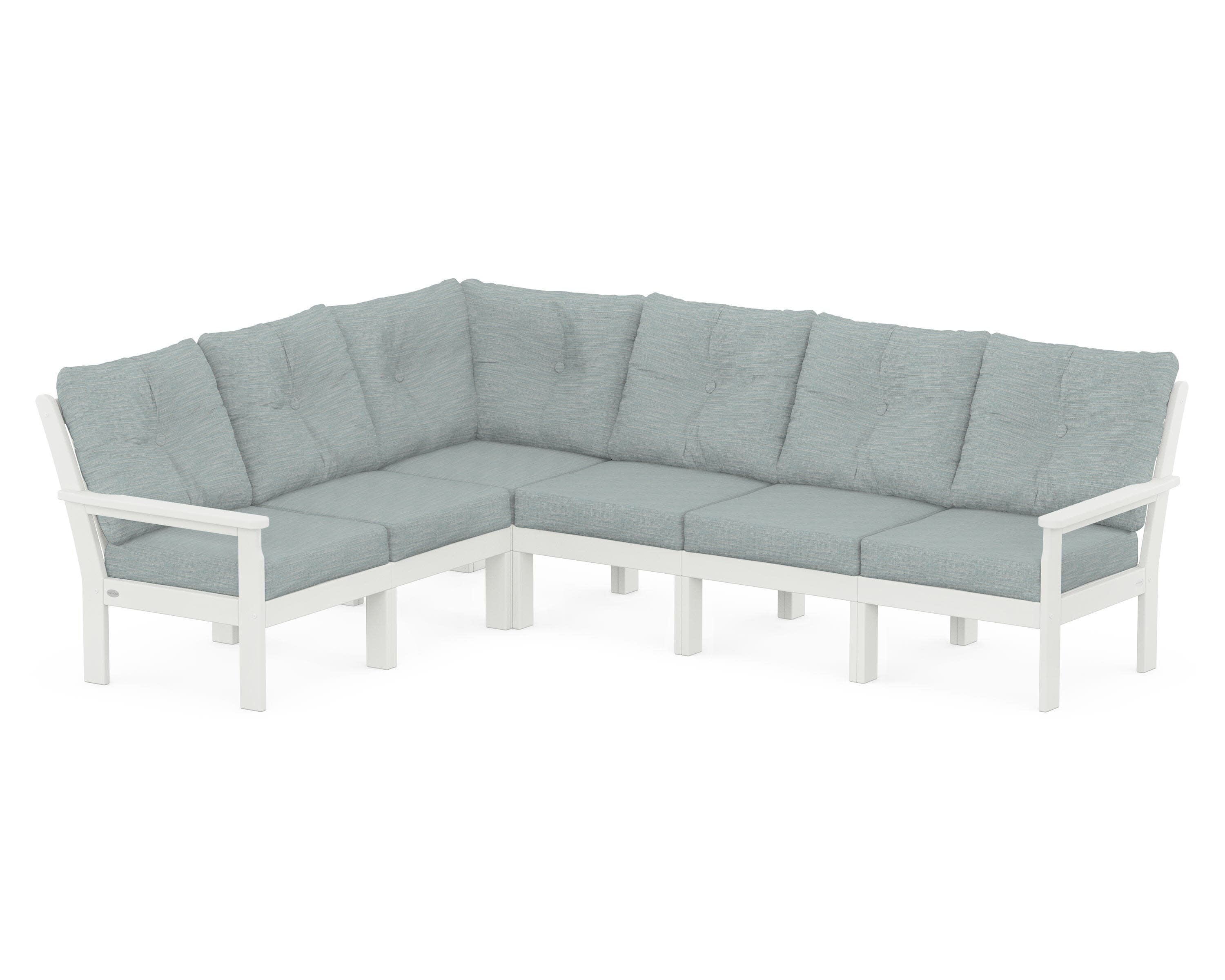 Vineyard 6-Piece Sectional in Vintage White / Soothe Mist