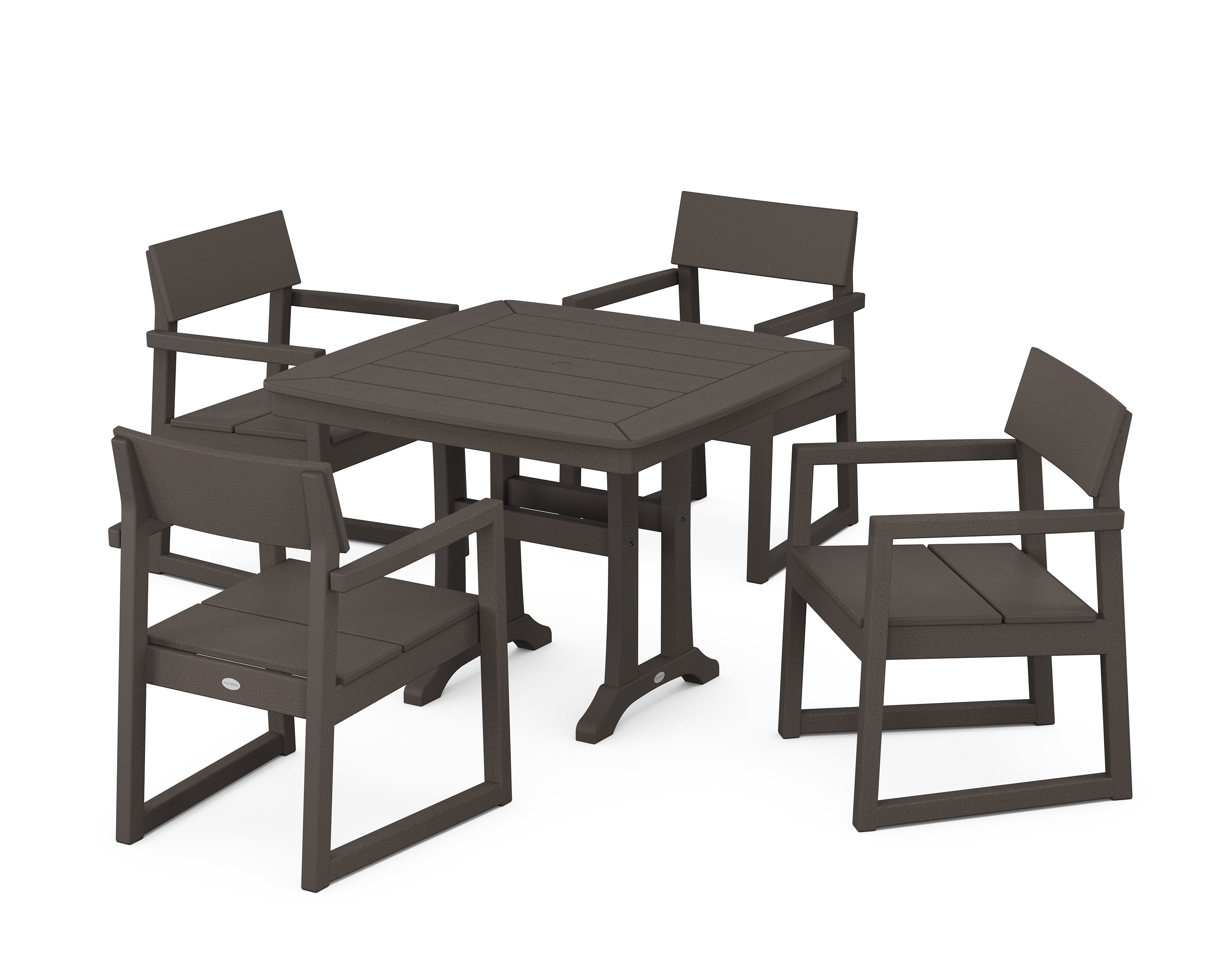 EDGE 5-Piece Dining Set with Trestle Legs in Vintage Coffee