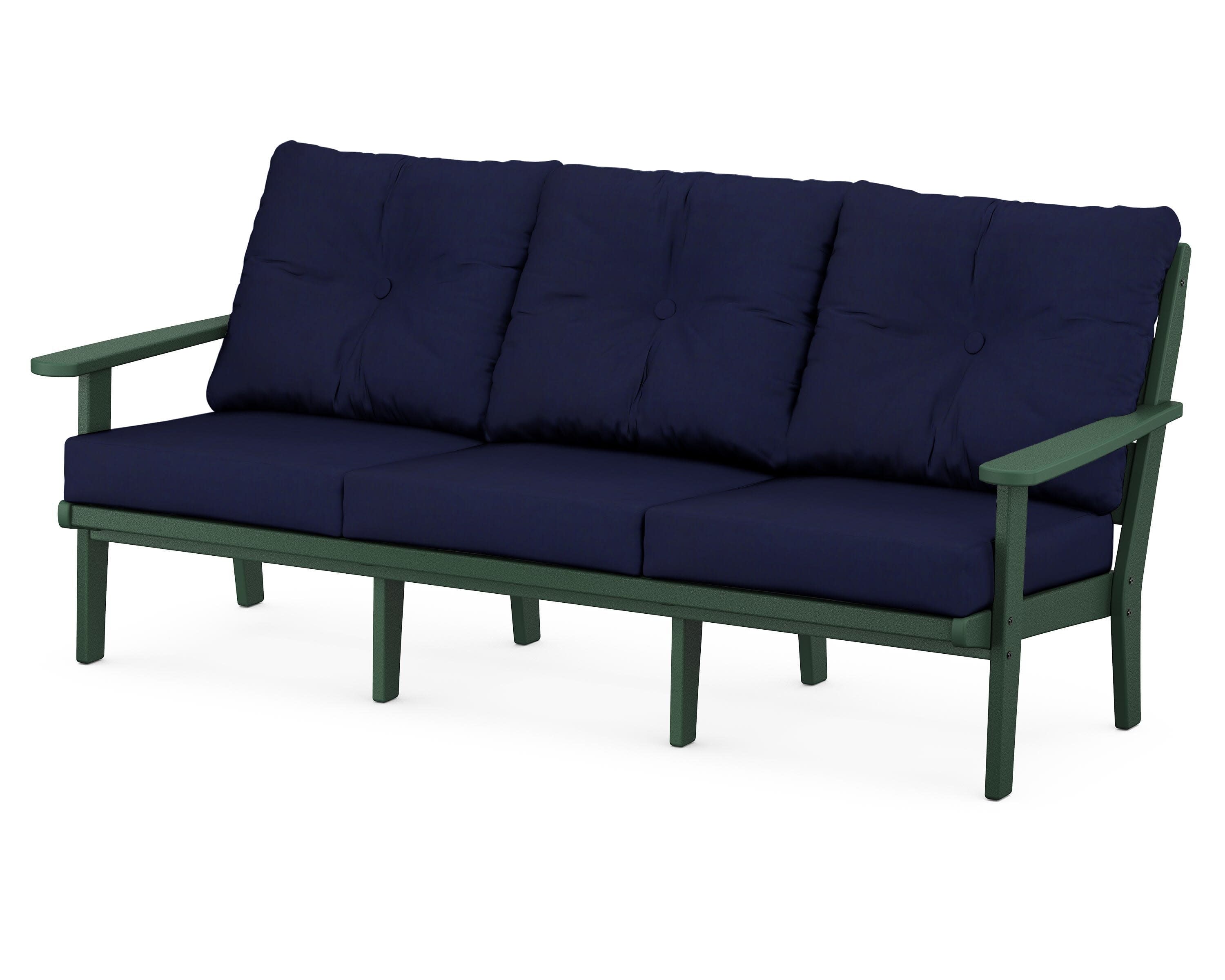 Lakeside Deep Seating Sofa in Green / Navy